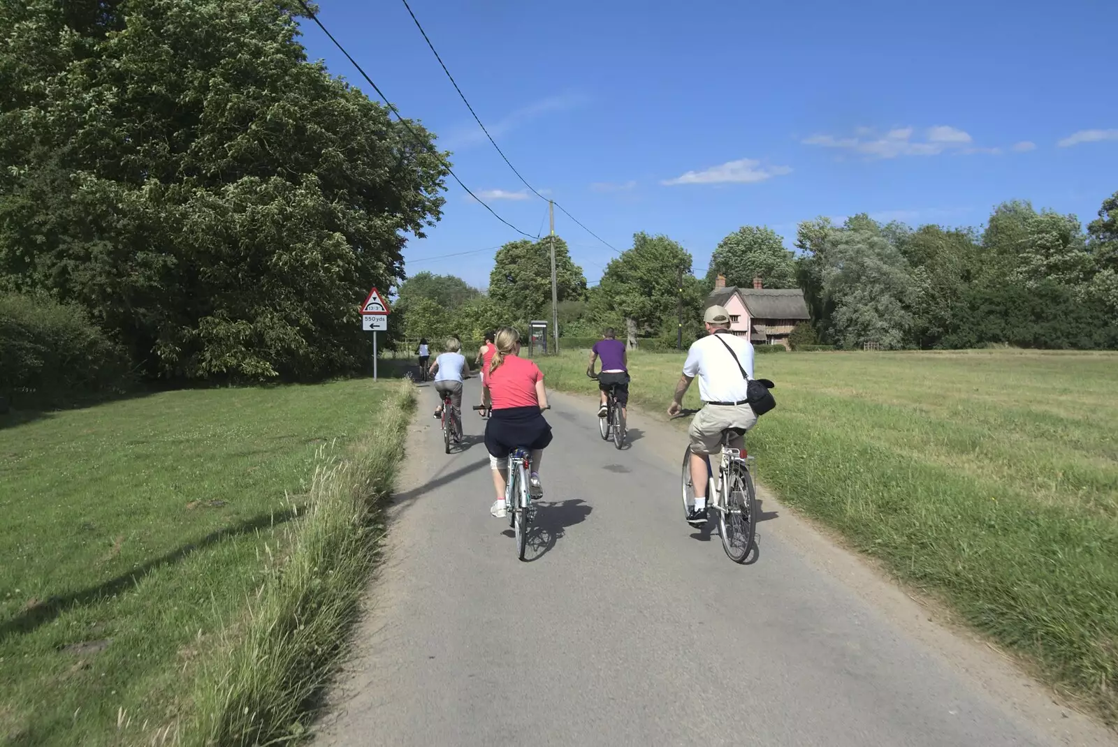 We cycle through Thrandeston, from Nosher and Isobel's Wedding, Brome, Suffolk - 3rd July 2010