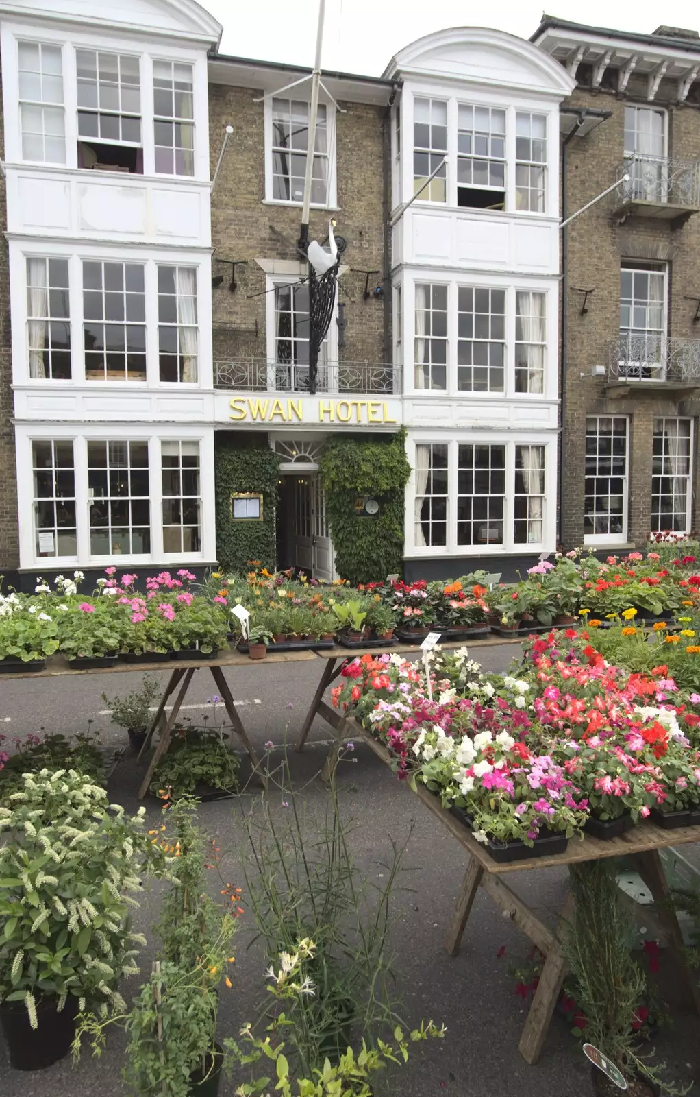 Flowers in the market, and the Swan Hotel, from A "Minimoon" and an Adnams Brewery Trip, Southwold, Suffolk - 7th July 2010