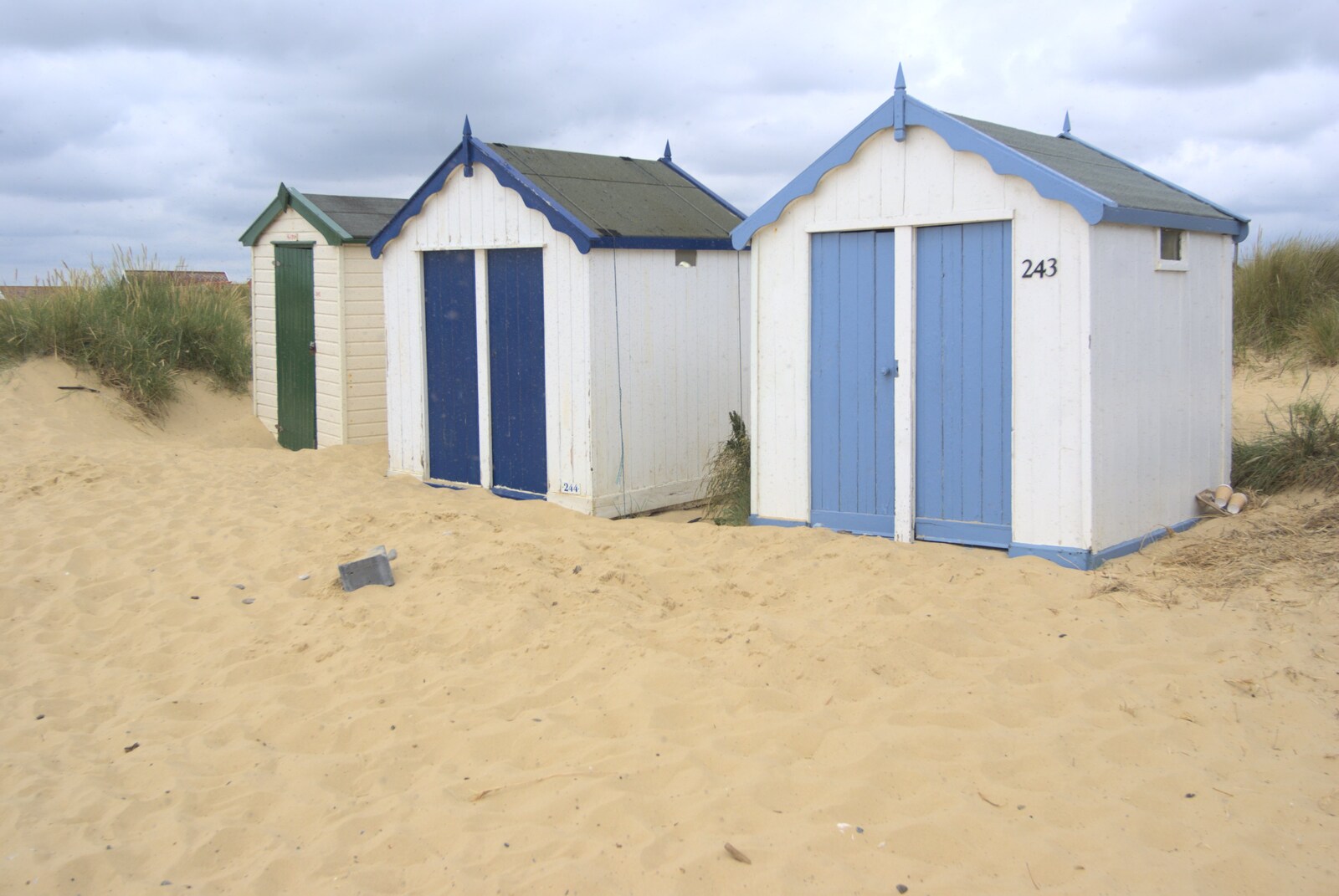 Three beach huts stand alone from A "Minimoon" and an Adnams Brewery Trip, Southwold, Suffolk - 7th July 2010