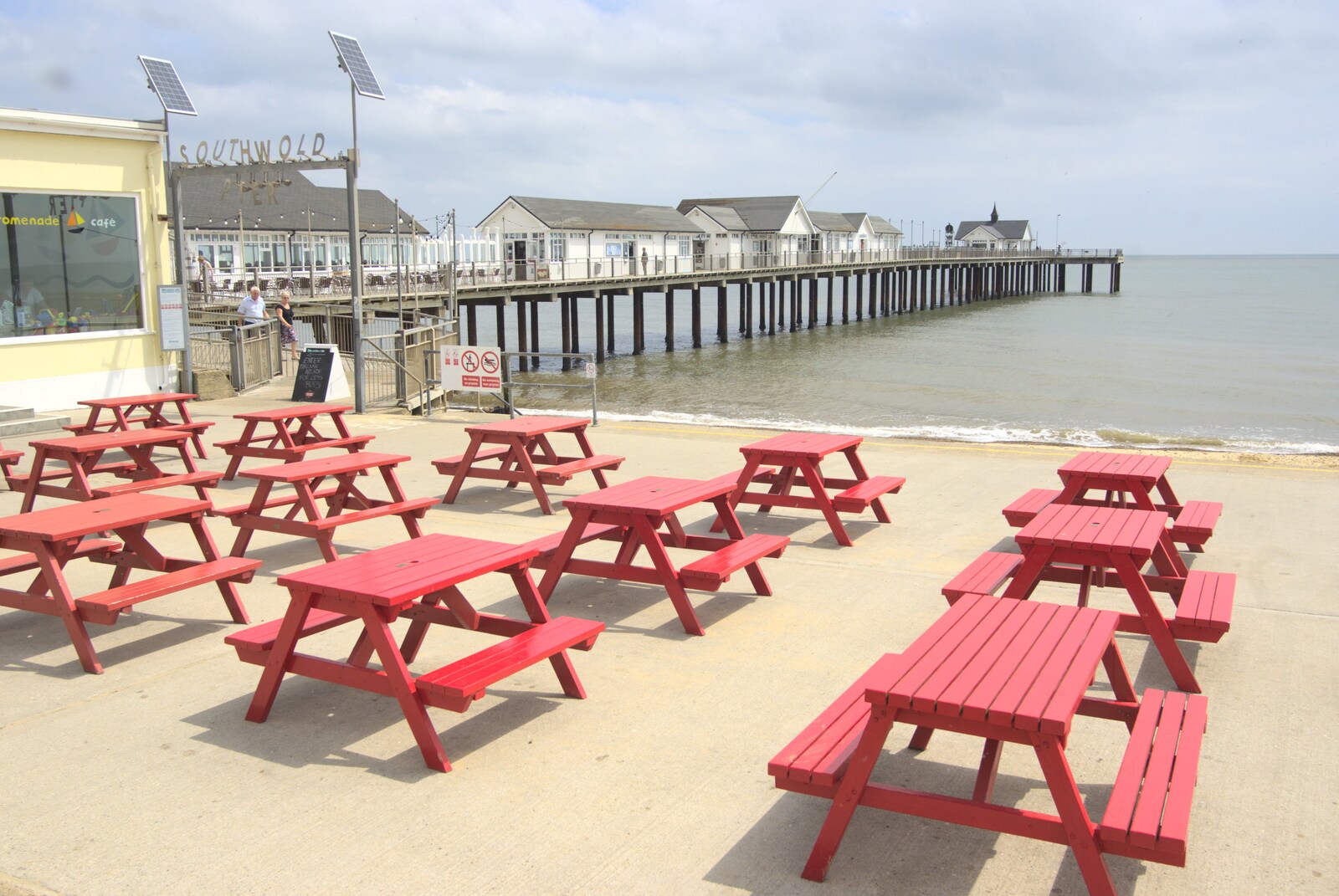 Red benches on the promenade from A "Minimoon" and an Adnams Brewery Trip, Southwold, Suffolk - 7th July 2010