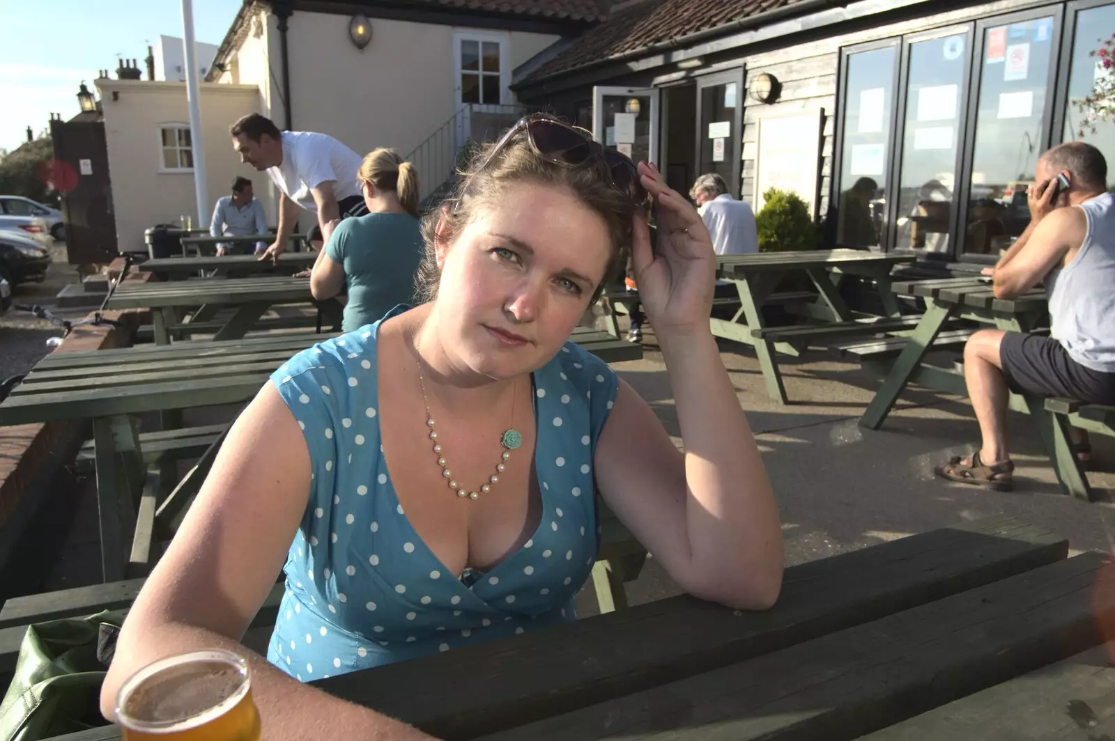 We wait for fish 'n' chips at the Harbour Inn, from A "Minimoon" and an Adnams Brewery Trip, Southwold, Suffolk - 7th July 2010