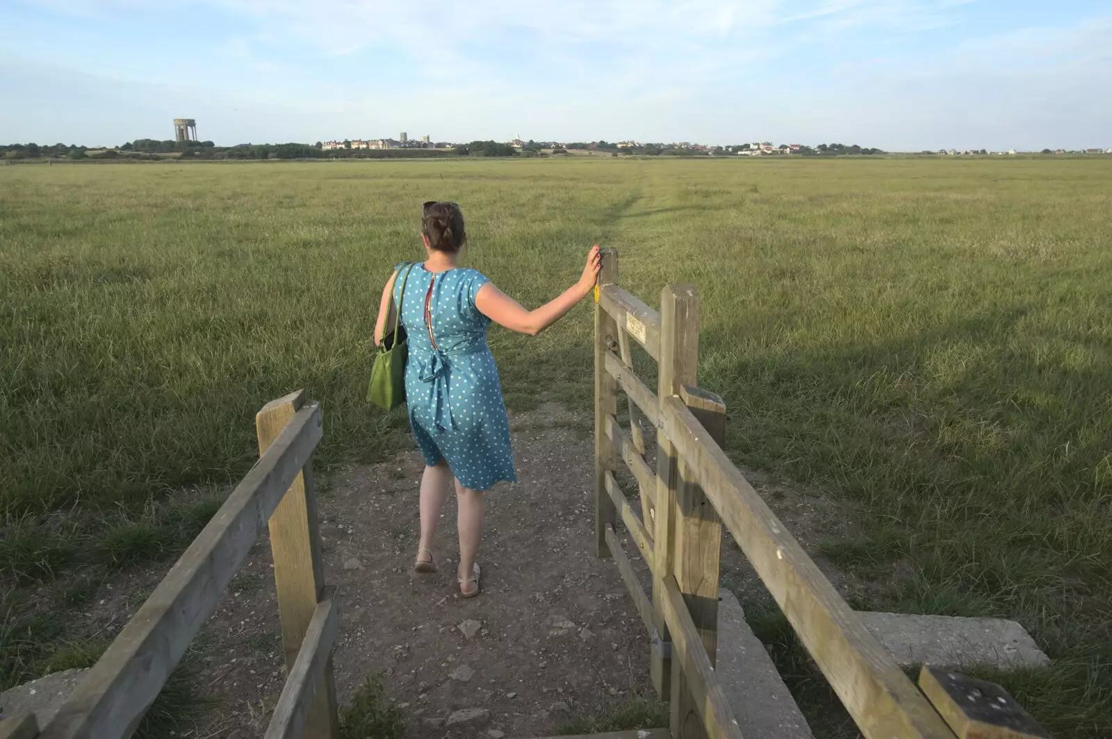 Isobel heads out onto the common, from A "Minimoon" and an Adnams Brewery Trip, Southwold, Suffolk - 7th July 2010