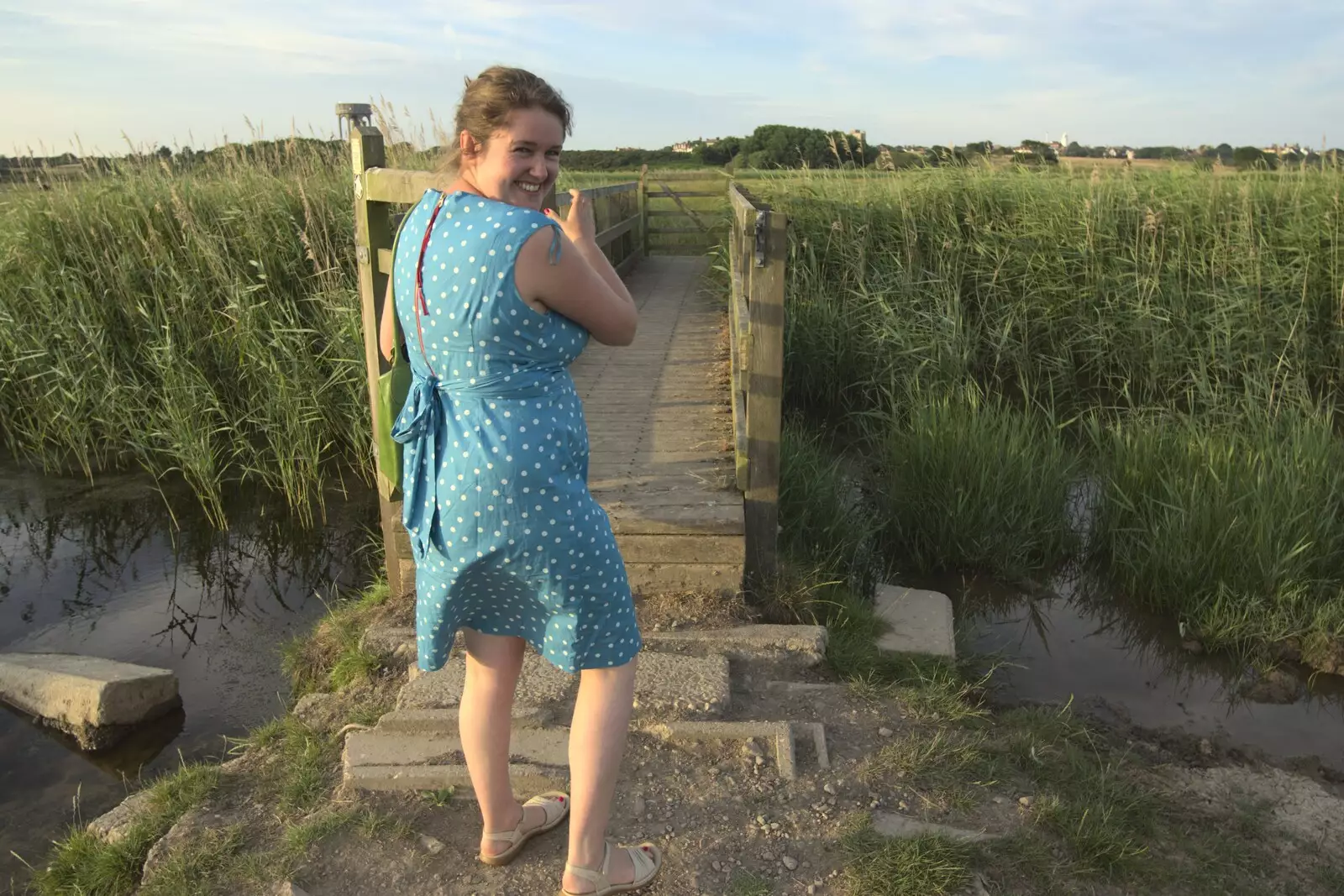 Crossing a stream on the footpath back to Southwold, from A "Minimoon" and an Adnams Brewery Trip, Southwold, Suffolk - 7th July 2010