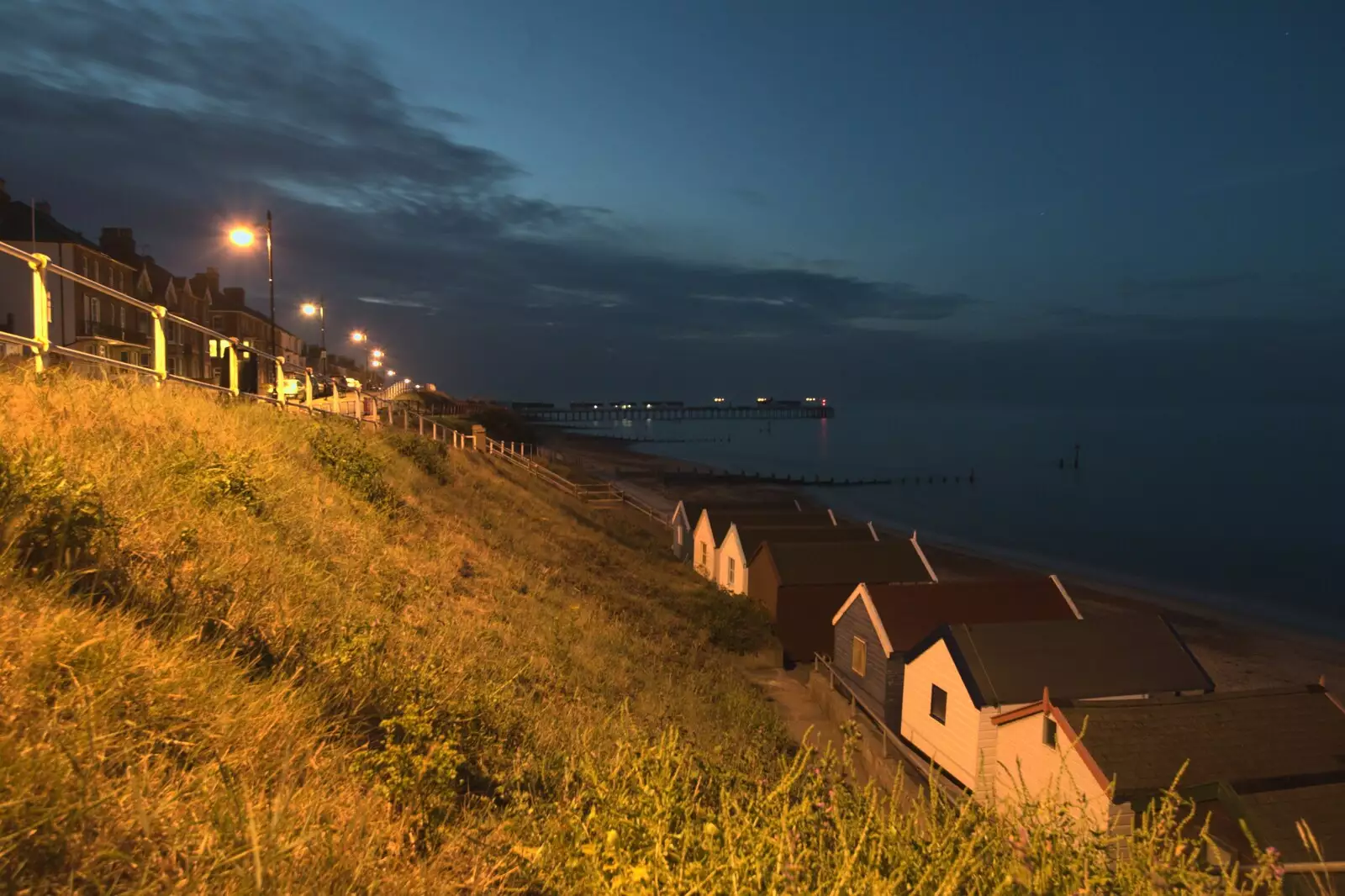 The seafront at night, with the pier in the distance, from A "Minimoon" and an Adnams Brewery Trip, Southwold, Suffolk - 7th July 2010