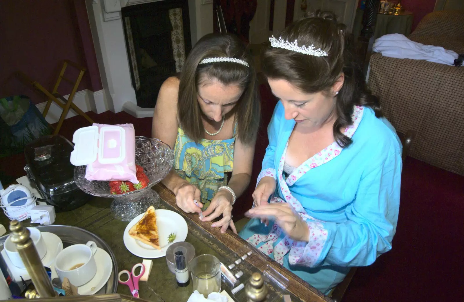 Nail varnish is applied, from Clive and Suzanne's Wedding, Oakley and Brome, Suffolk - 10th July 2010