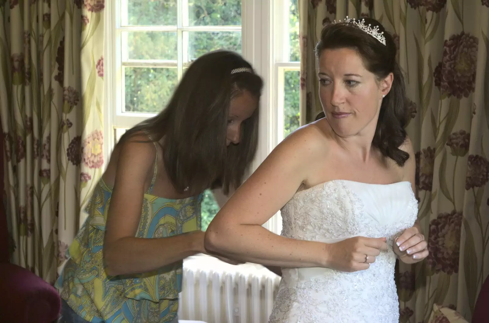 The dress is installed, from Clive and Suzanne's Wedding, Oakley and Brome, Suffolk - 10th July 2010