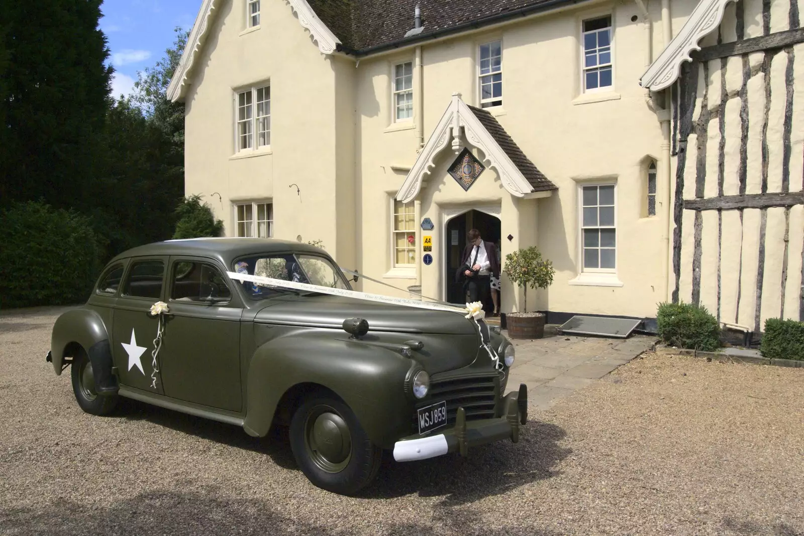 Clive's staff car outside the Cornwallis, from Clive and Suzanne's Wedding, Oakley and Brome, Suffolk - 10th July 2010