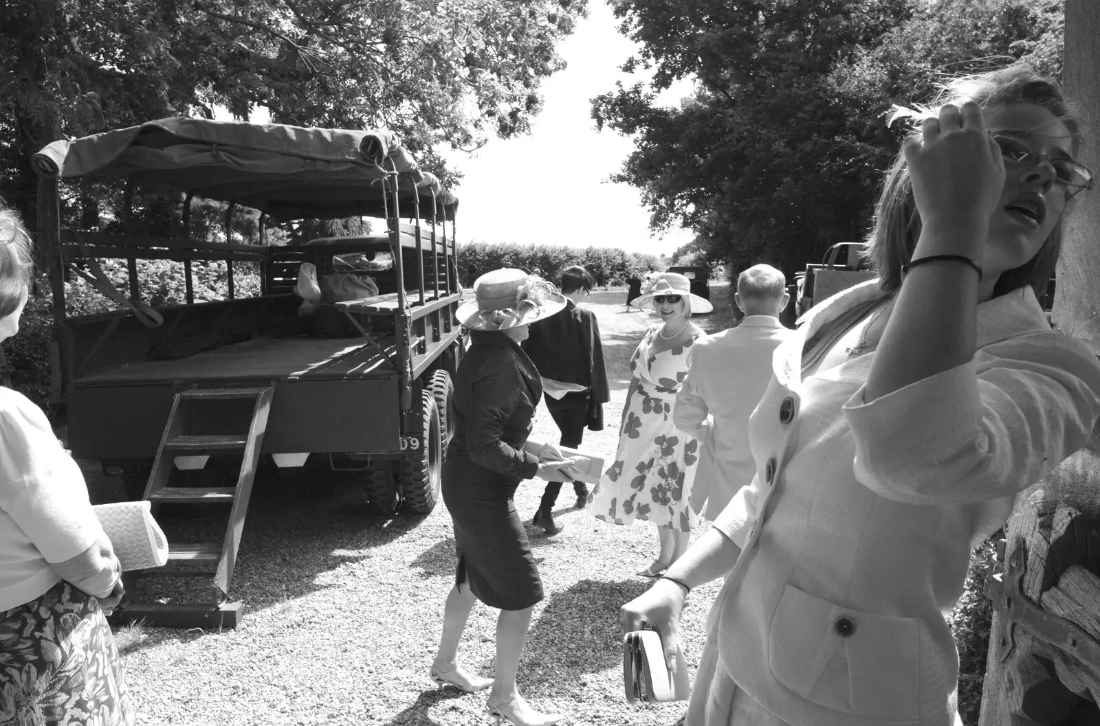 A transport is parked outside the church, from Clive and Suzanne's Wedding, Oakley and Brome, Suffolk - 10th July 2010