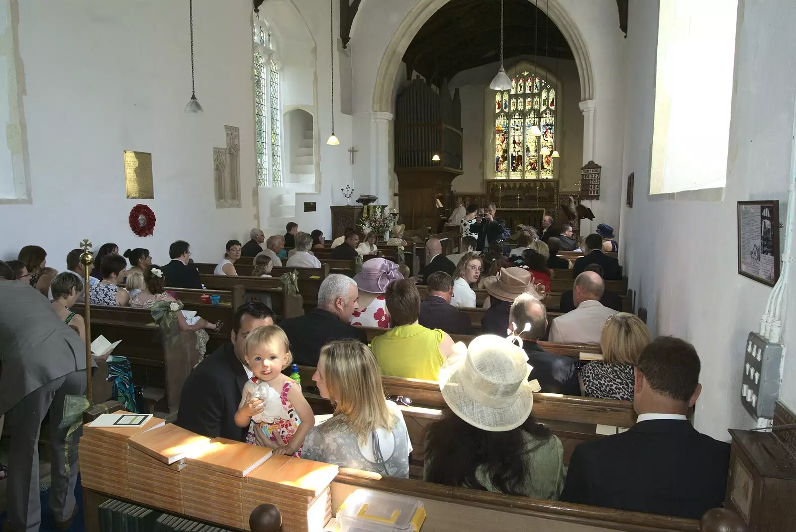 The crowd is ready in the church, from Clive and Suzanne's Wedding, Oakley and Brome, Suffolk - 10th July 2010