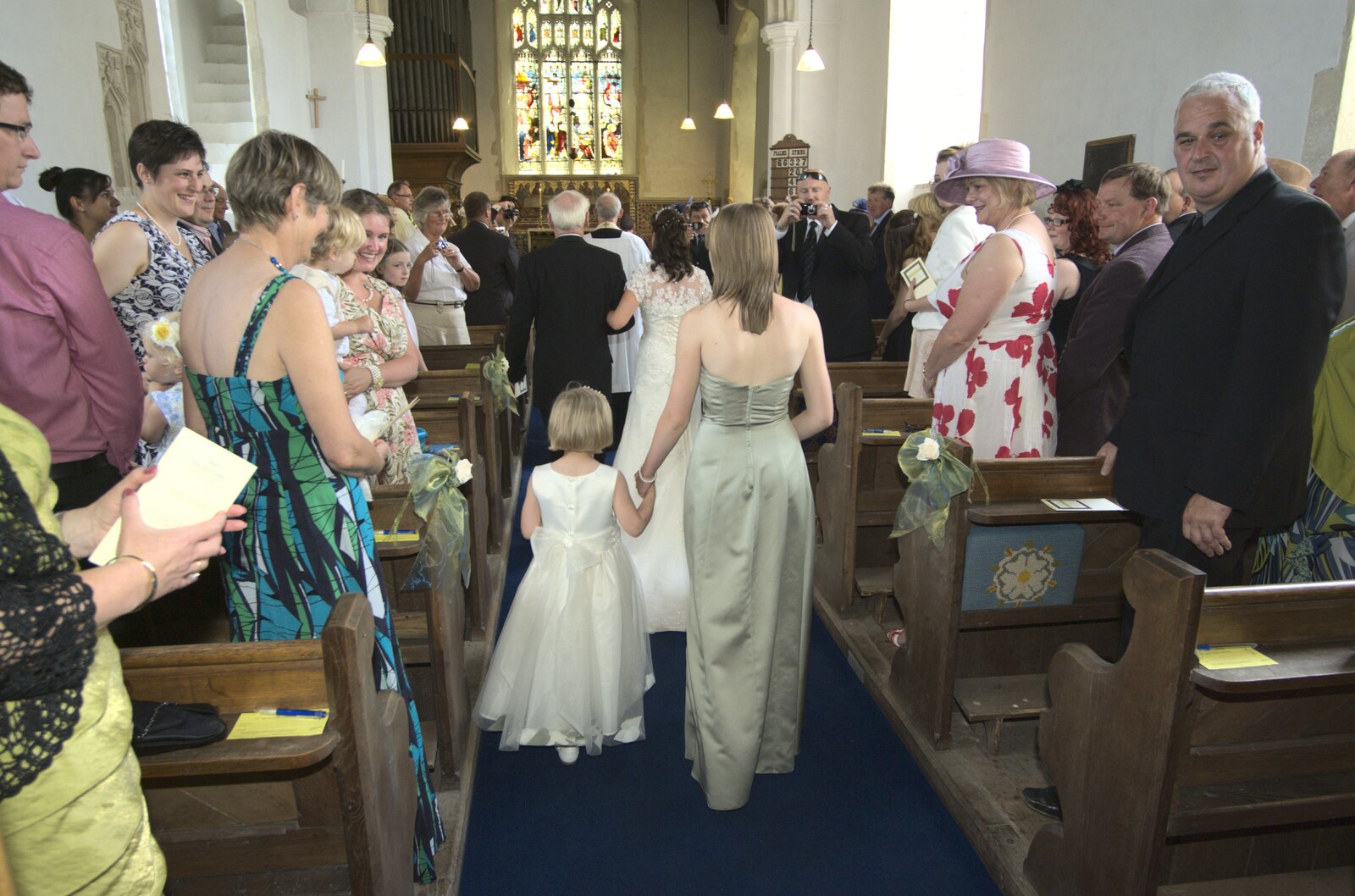 Walking up the aisle from Clive and Suzanne's Wedding, Oakley and Brome, Suffolk - 10th July 2010