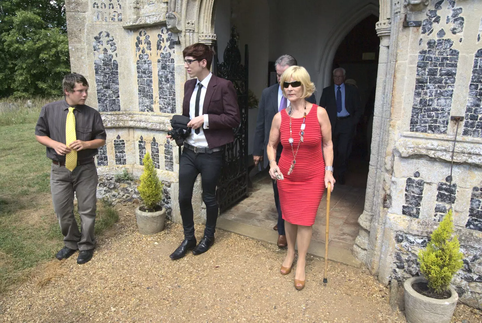 Exit stage right, from Clive and Suzanne's Wedding, Oakley and Brome, Suffolk - 10th July 2010