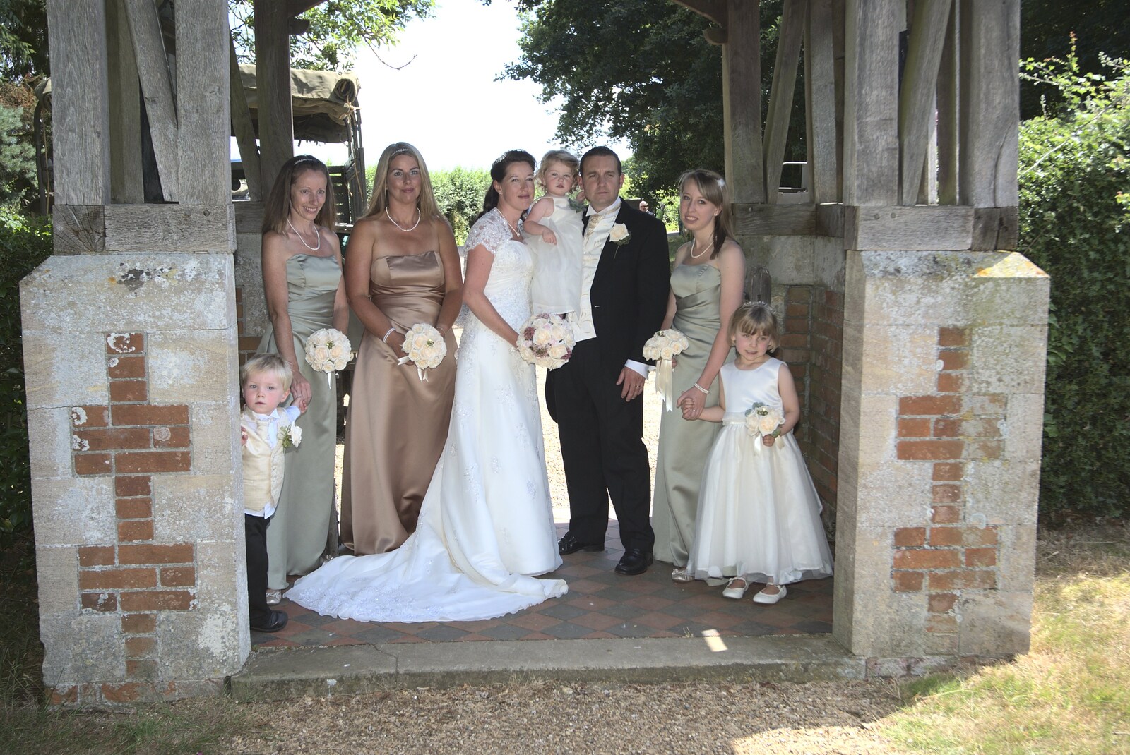 A wedding photo in the lych gate from Clive and Suzanne's Wedding, Oakley and Brome, Suffolk - 10th July 2010