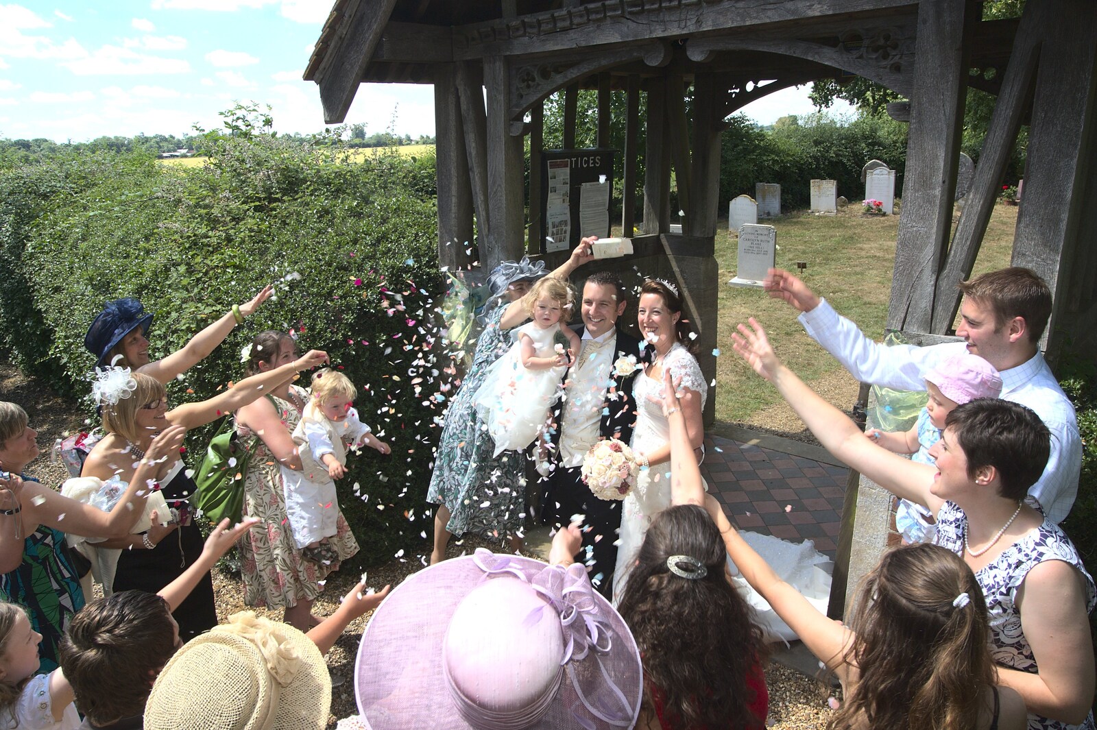 A confetti moment from Clive and Suzanne's Wedding, Oakley and Brome, Suffolk - 10th July 2010