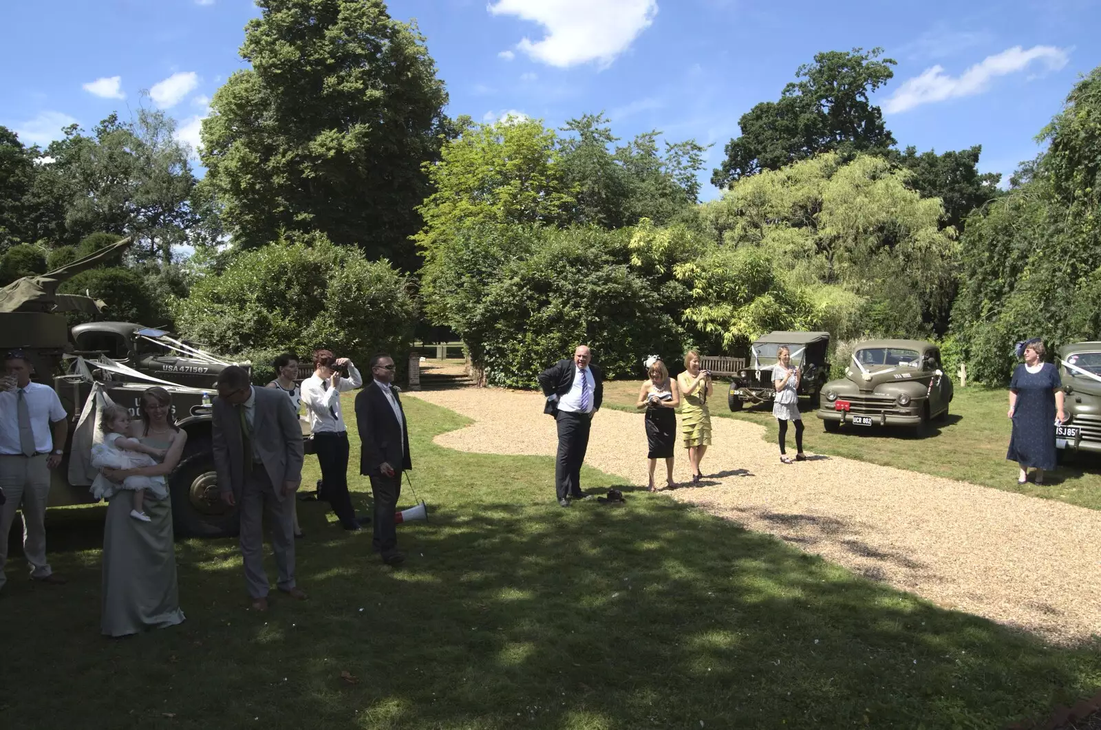 The grounds are like a military vehicle show, from Clive and Suzanne's Wedding, Oakley and Brome, Suffolk - 10th July 2010