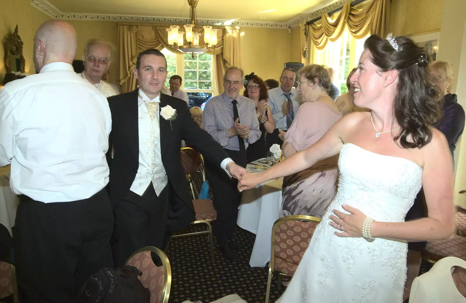 Clive and Suzanne head to the top table, from Clive and Suzanne's Wedding, Oakley and Brome, Suffolk - 10th July 2010