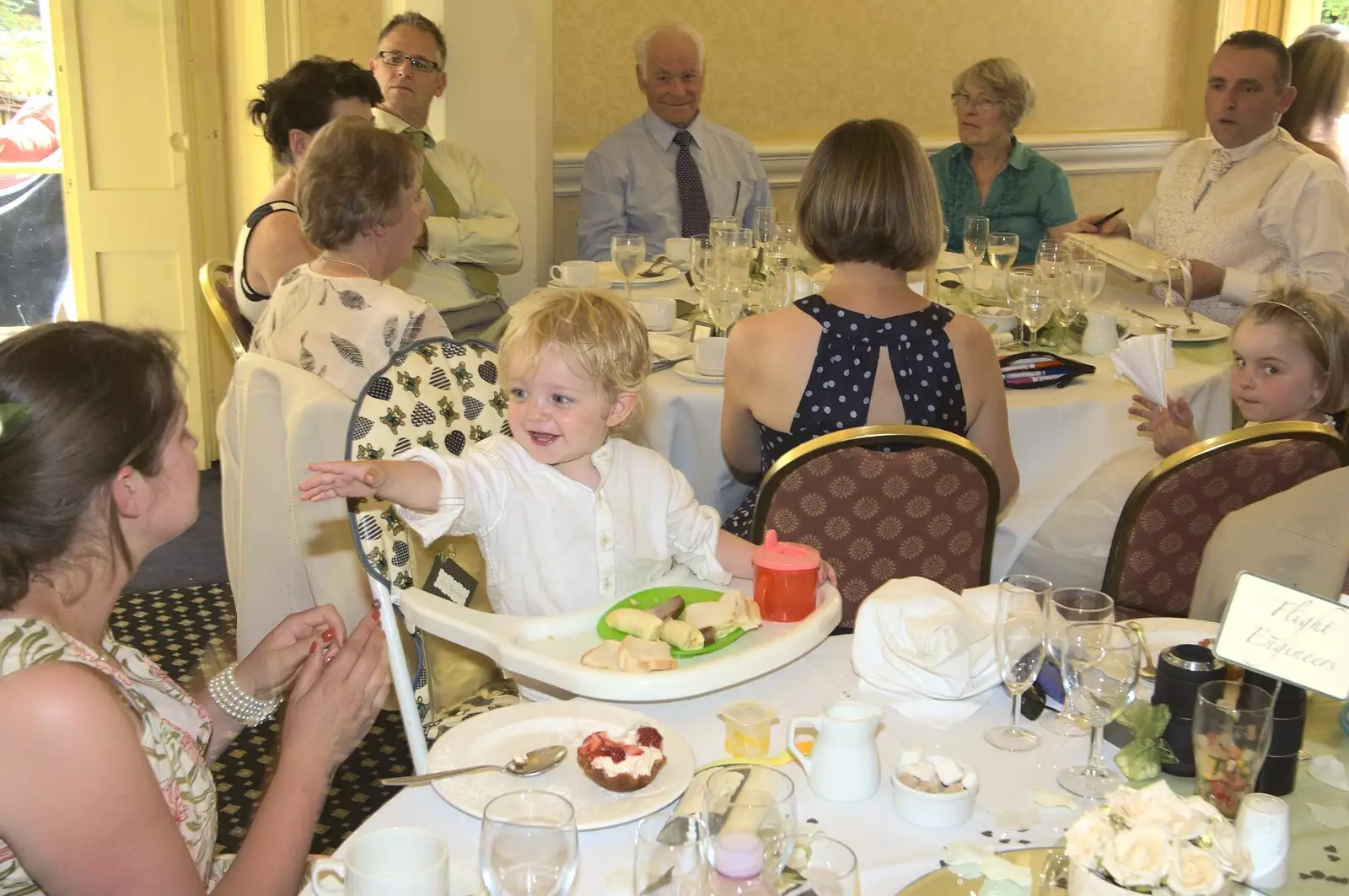 Fred reaches out, from Clive and Suzanne's Wedding, Oakley and Brome, Suffolk - 10th July 2010