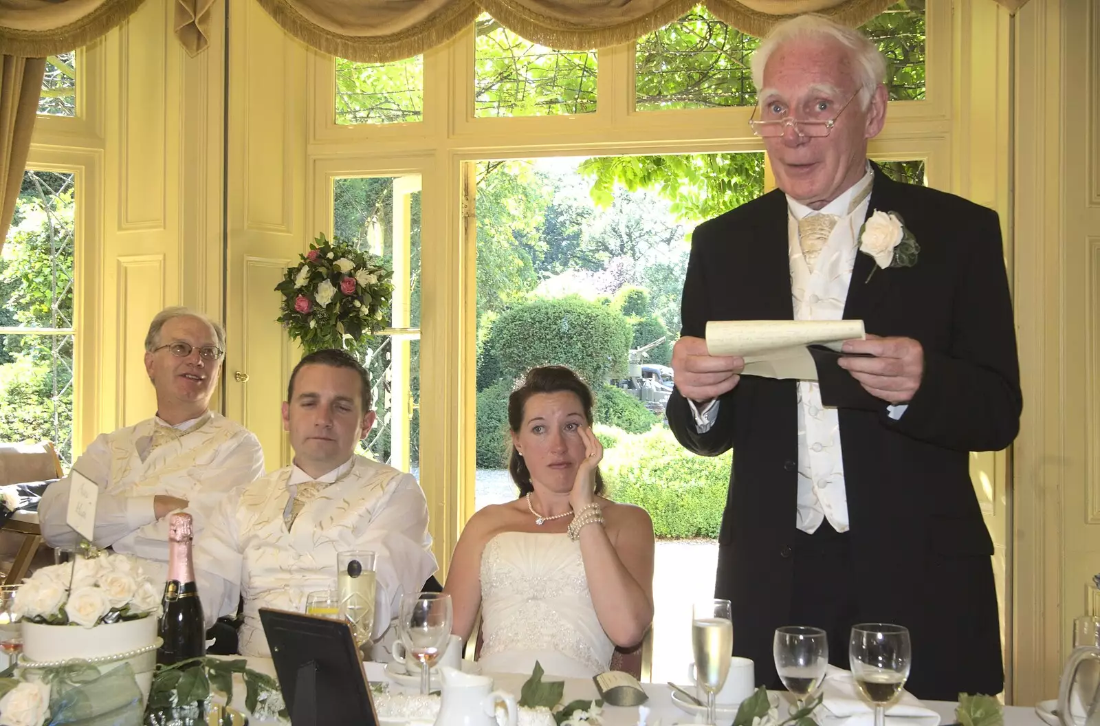 Suzanne's dad does a speech, from Clive and Suzanne's Wedding, Oakley and Brome, Suffolk - 10th July 2010