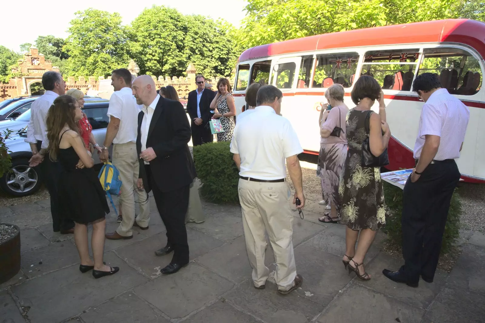 A vintage bus arrives for a special trip, from Clive and Suzanne's Wedding, Oakley and Brome, Suffolk - 10th July 2010