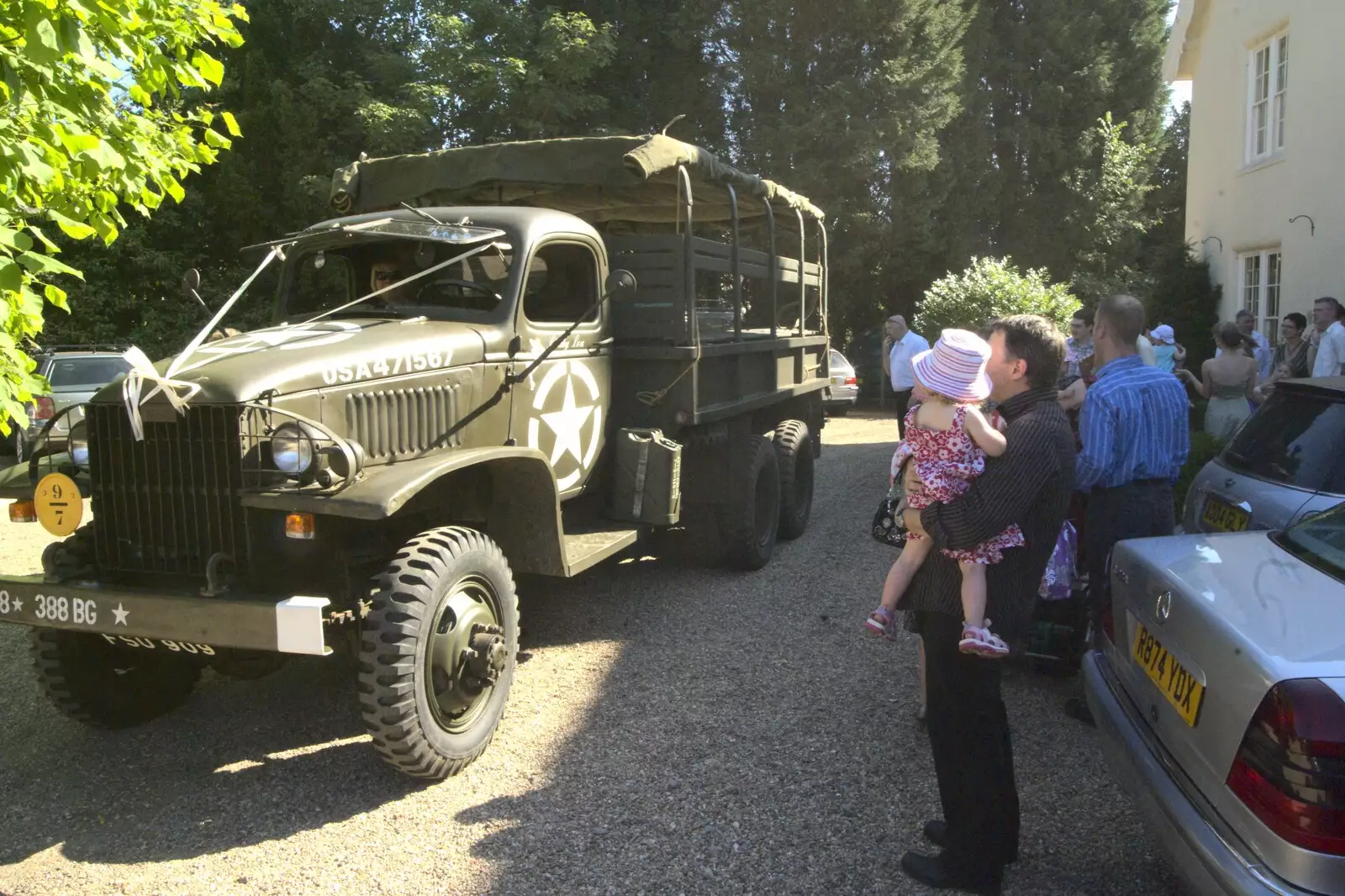 A troop carrier waits, from Clive and Suzanne's Wedding, Oakley and Brome, Suffolk - 10th July 2010