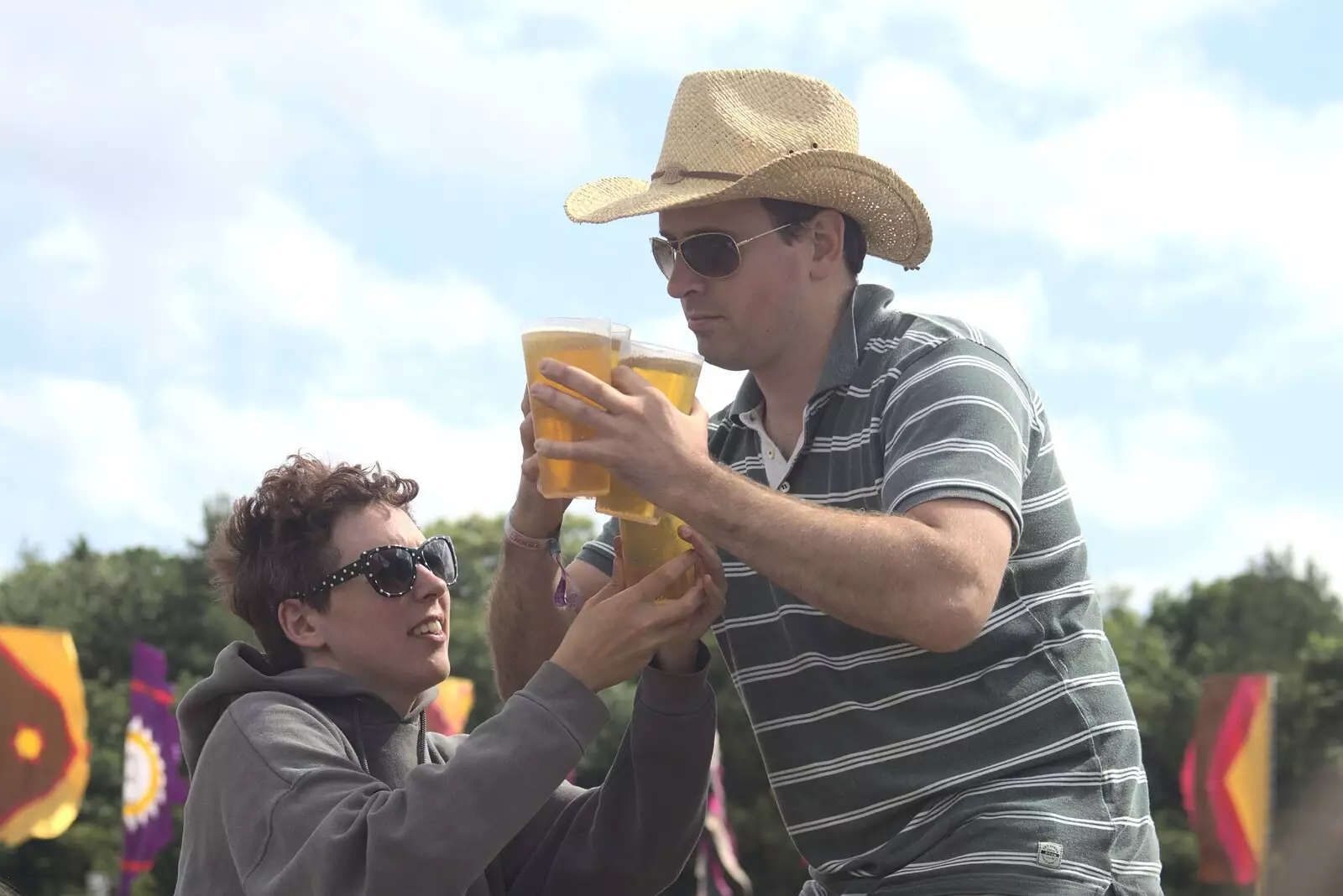 Some dude manages to get 4 pints back in one go, from The Fifth Latitude Festival, Henham Park, Suffolk - 16th July 2010