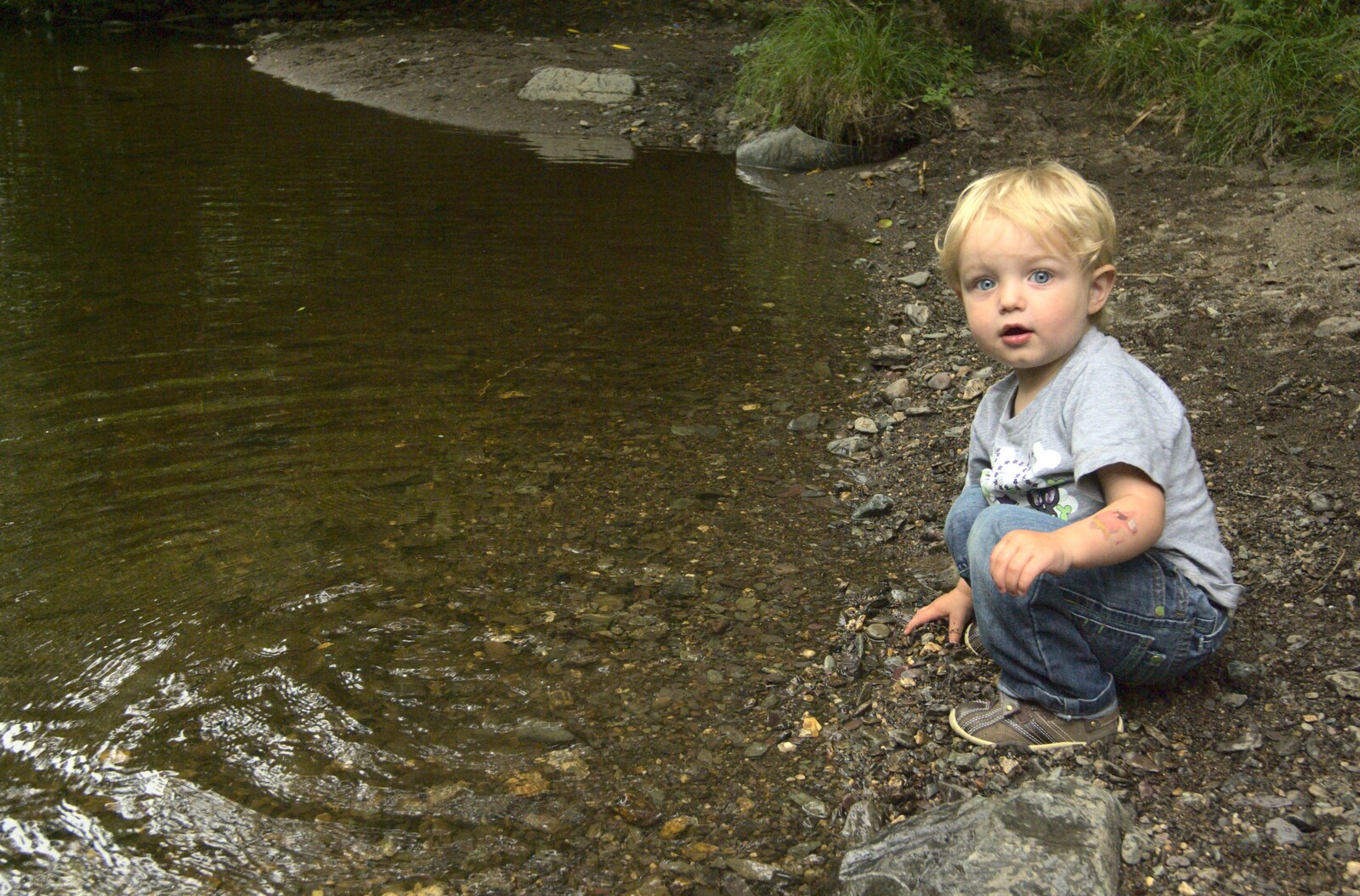 A Walk in Devil's Glen, County Wicklow, Ireland - 31st July 2010: The Boy pokes about by the river