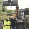 A digger pulls up a tipped-over Land Rover, The Eye Show, Palgrave, Suffolk - 30th August 2010