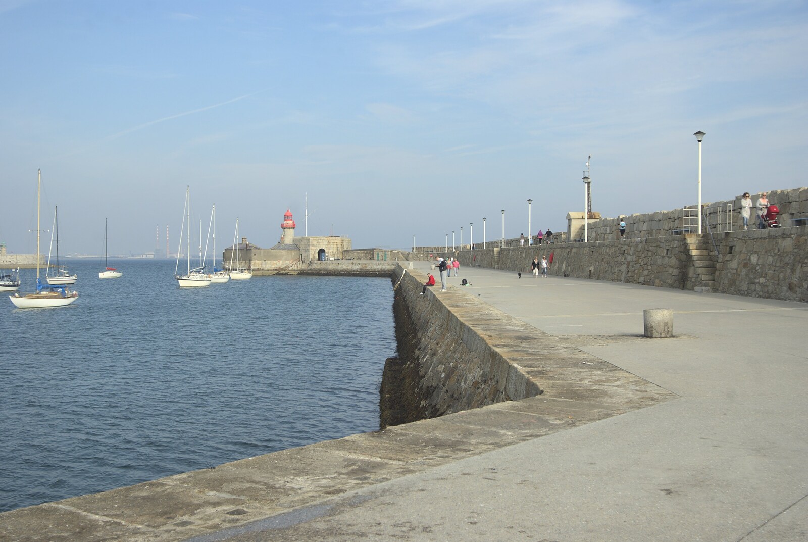 A Day in Dun Laoghaire, County Dublin, Ireland - 3rd September 2010: Dun Laoghaire harbour wall