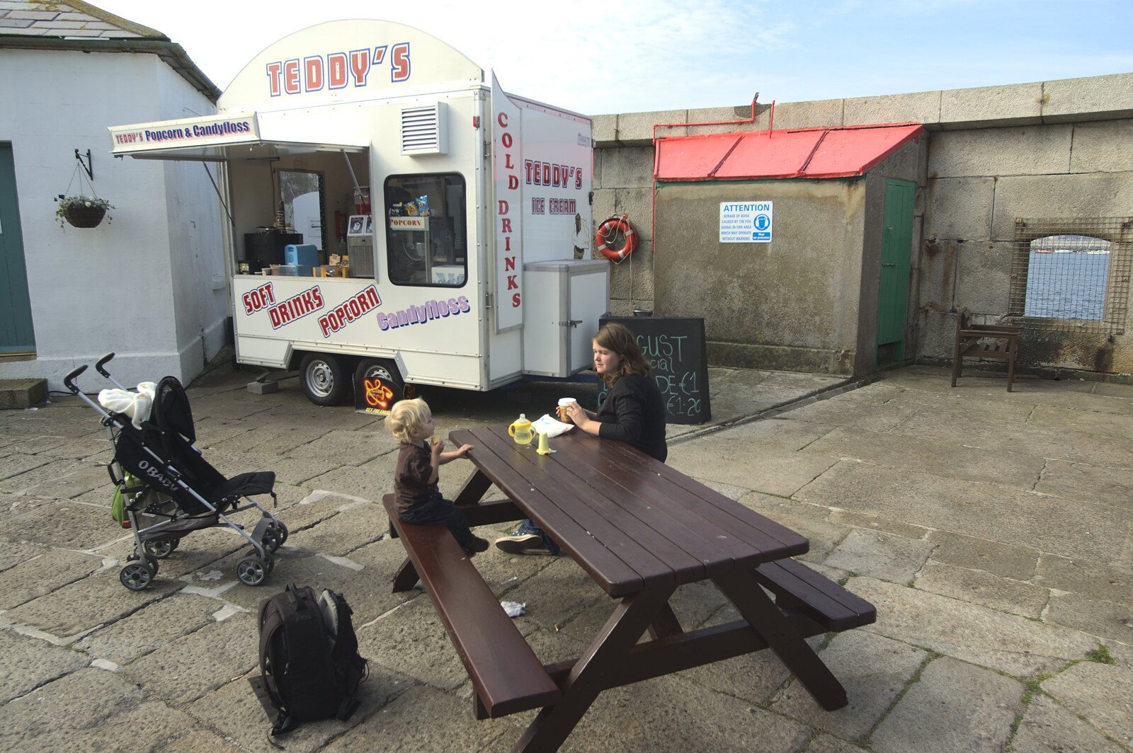 A Day in Dun Laoghaire, County Dublin, Ireland - 3rd September 2010: The bench by Teddy's ice creams
