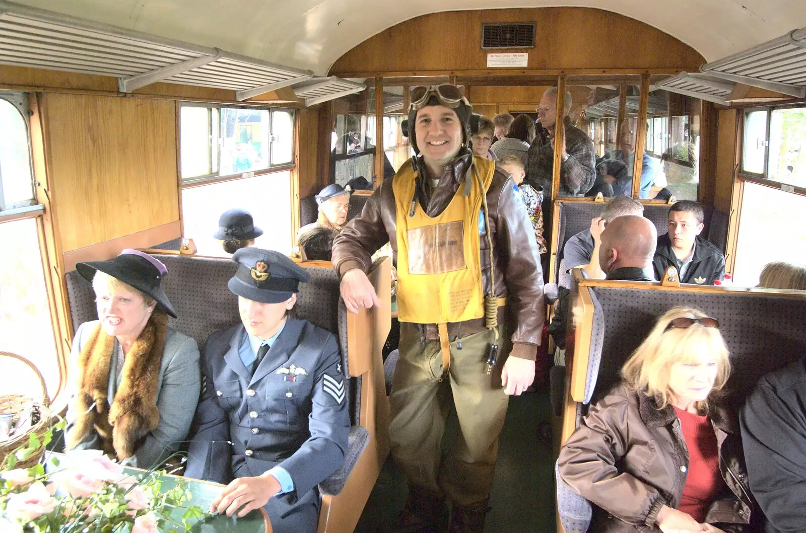 Clive roams around in his genuine USAAF pilot gear, from A 1940s Steam Weekend, Holt and Sheringham, Norfolk - 18th September 2010