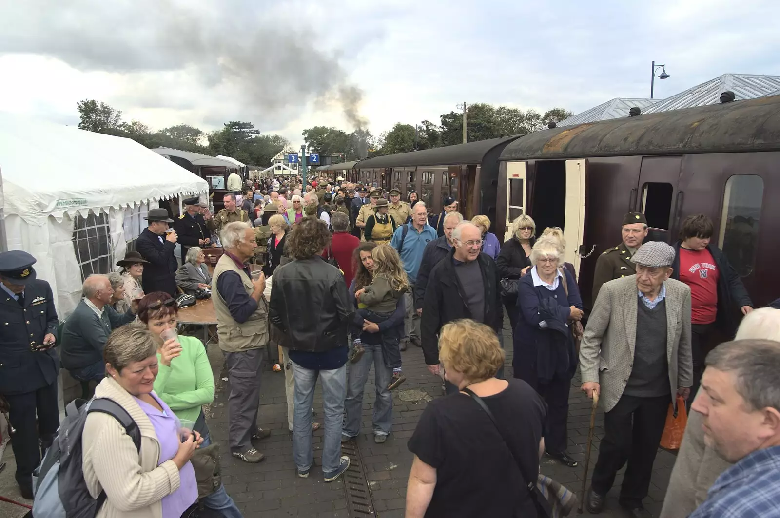 Milling throngs on Sheringham station, from A 1940s Steam Weekend, Holt and Sheringham, Norfolk - 18th September 2010