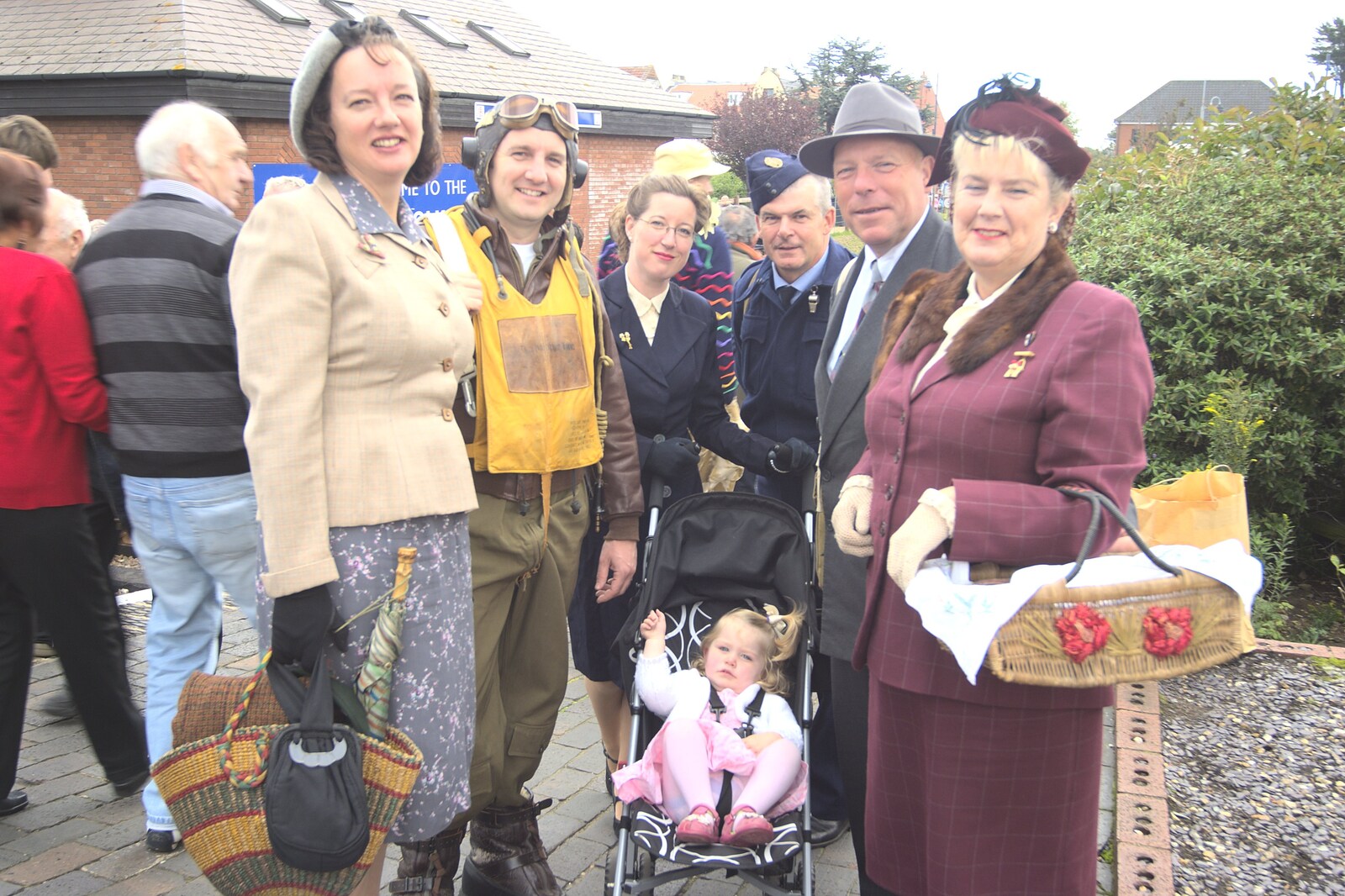 Clive and Suzanne's friends gather for a photo from A 1940s Steam Weekend, Holt and Sheringham, Norfolk - 18th September 2010