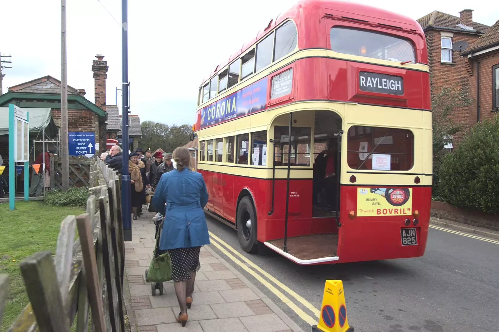 An original Routemaster bus outside the station, from A 1940s Steam Weekend, Holt and Sheringham, Norfolk - 18th September 2010