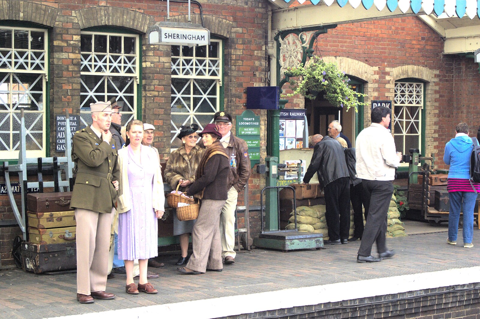 More 40s action on the platforn from A 1940s Steam Weekend, Holt and Sheringham, Norfolk - 18th September 2010