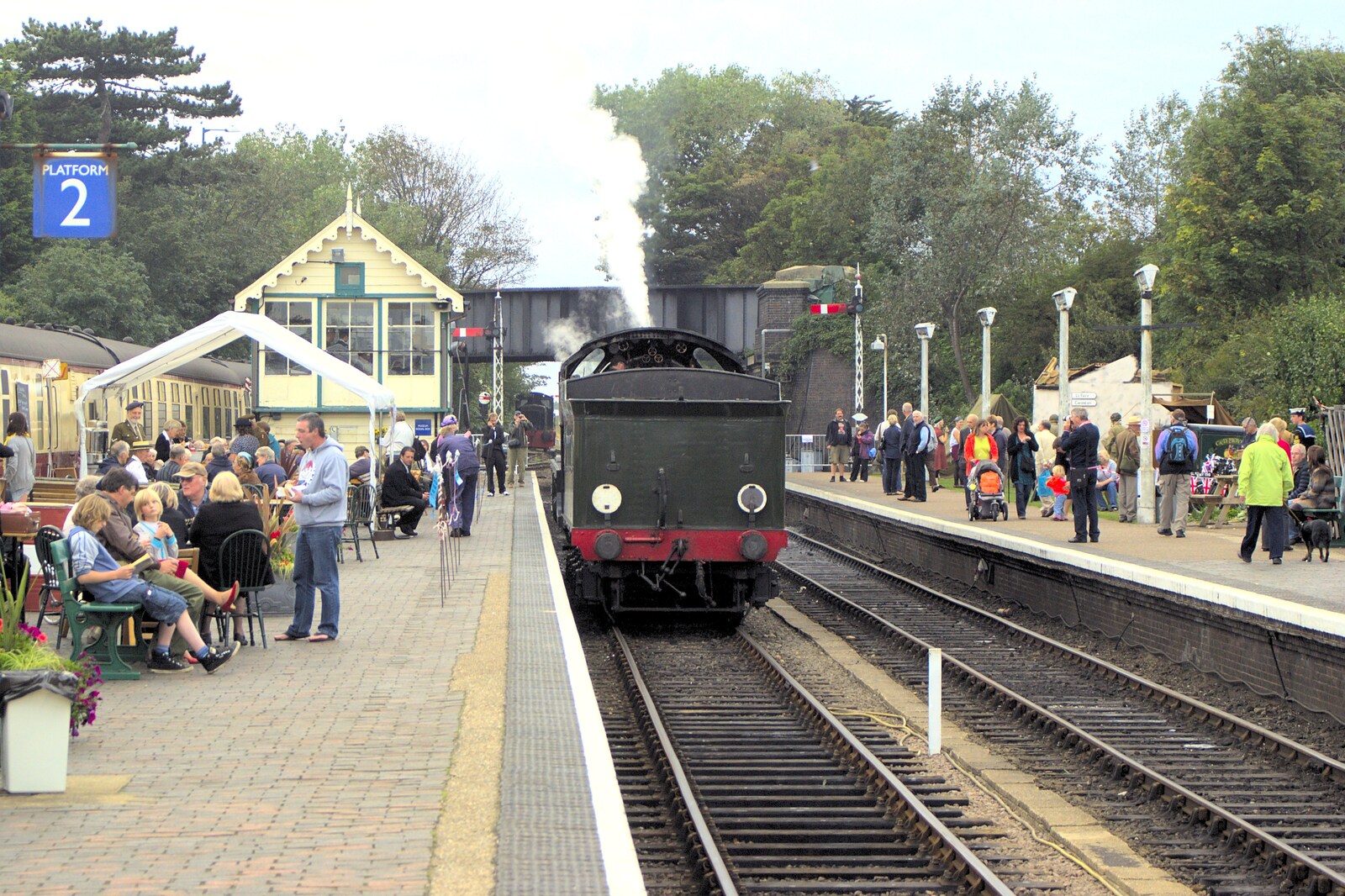 A steam train pulls in from A 1940s Steam Weekend, Holt and Sheringham, Norfolk - 18th September 2010