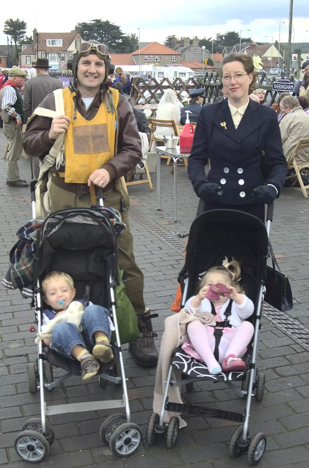 Clive and Suzanne with Fred and Amelia, from A 1940s Steam Weekend, Holt and Sheringham, Norfolk - 18th September 2010