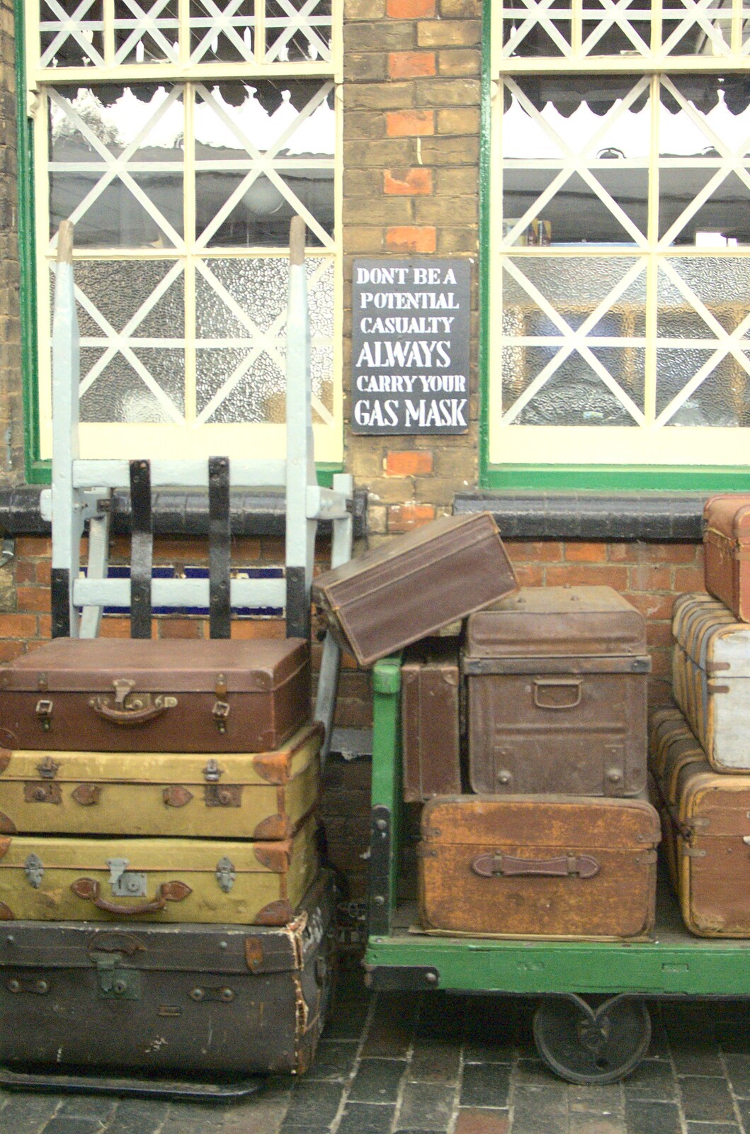 Piles of vintage luggage from A 1940s Steam Weekend, Holt and Sheringham, Norfolk - 18th September 2010