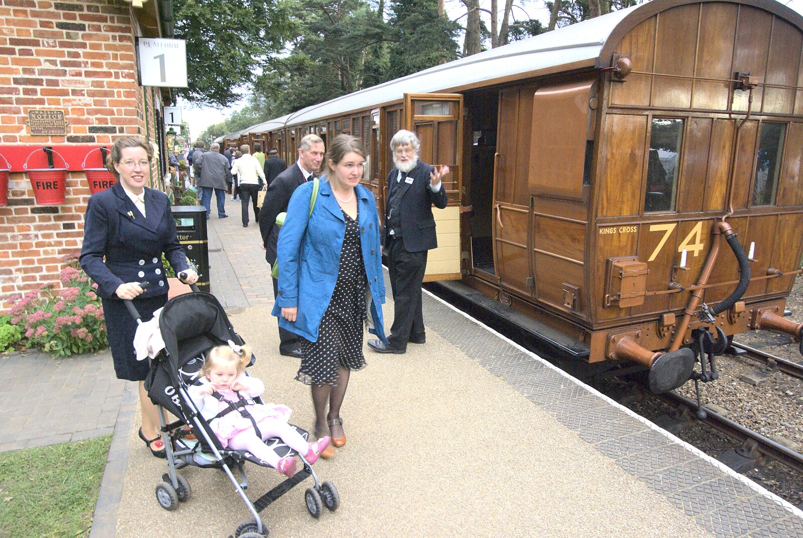 Suzanne and Isobel at Holt Station from A 1940s Steam Weekend, Holt and Sheringham, Norfolk - 18th September 2010