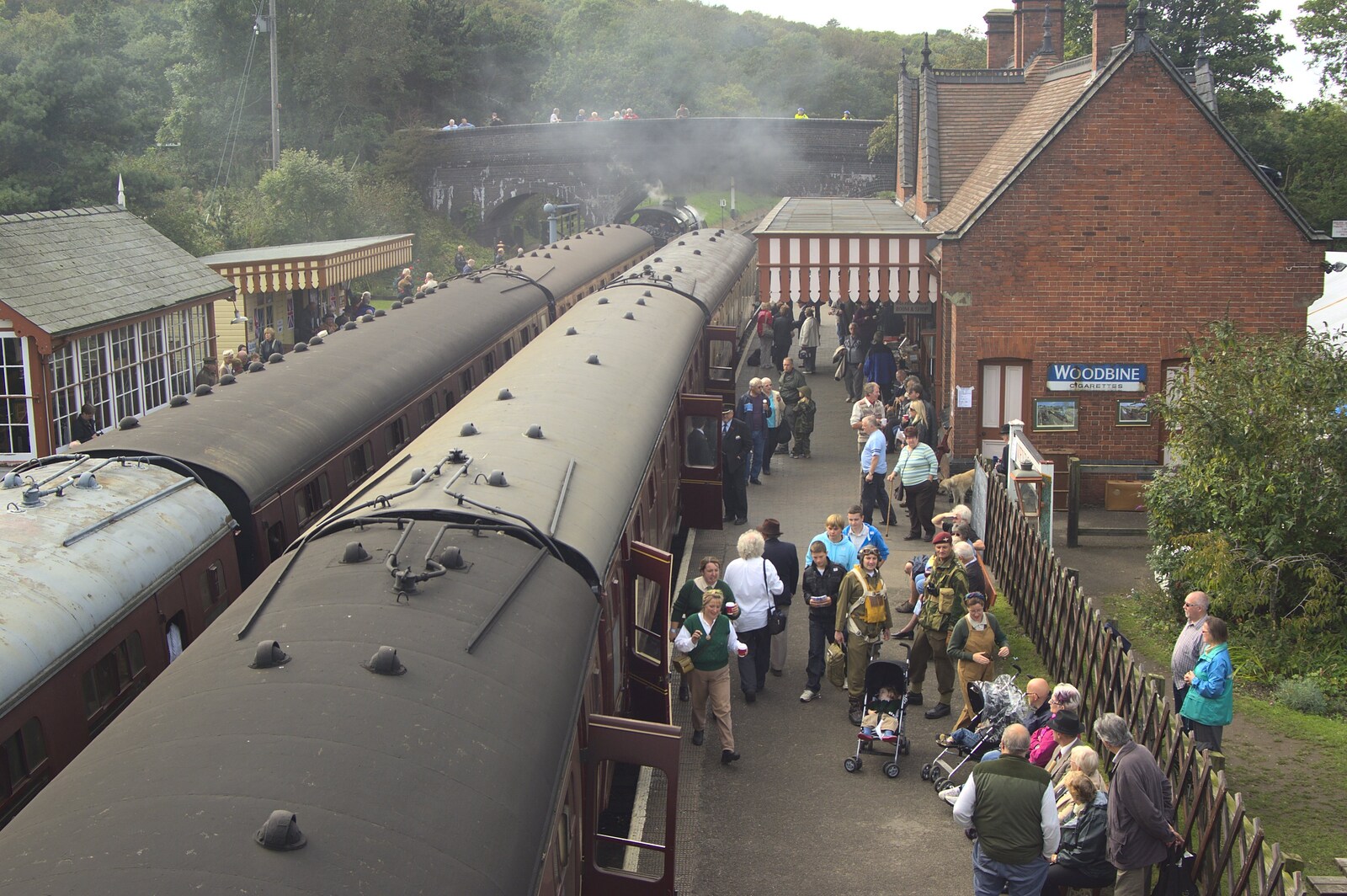A crowded station from A 1940s Steam Weekend, Holt and Sheringham, Norfolk - 18th September 2010