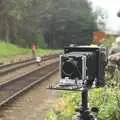 Some dude takes photos of the steam train with a proper old plate camera, A 1940s Steam Weekend, Holt and Sheringham, Norfolk - 18th September 2010