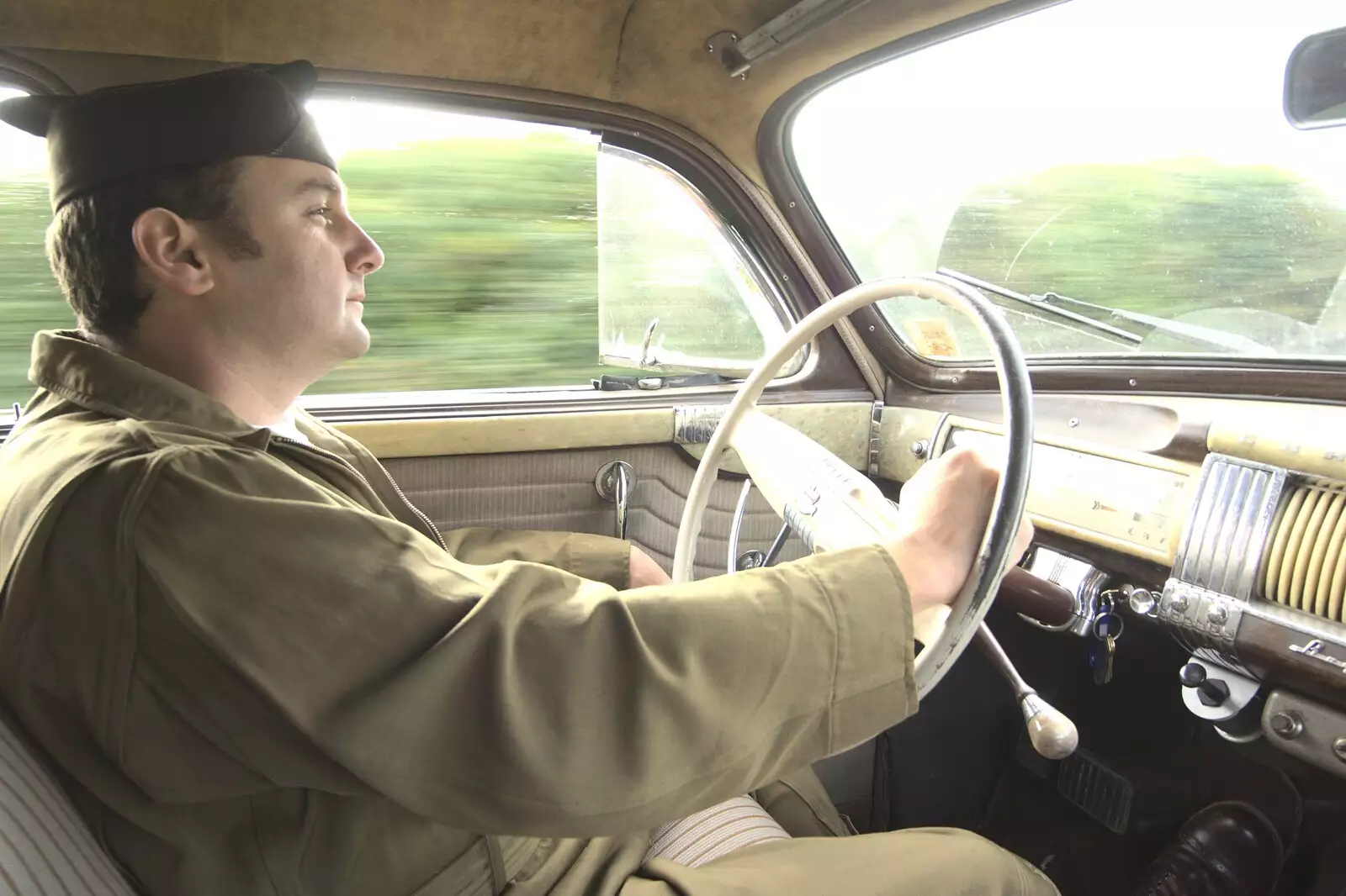 Clive drives us around in the Chrysler Royale, from A 1940s Steam Weekend, Holt and Sheringham, Norfolk - 18th September 2010