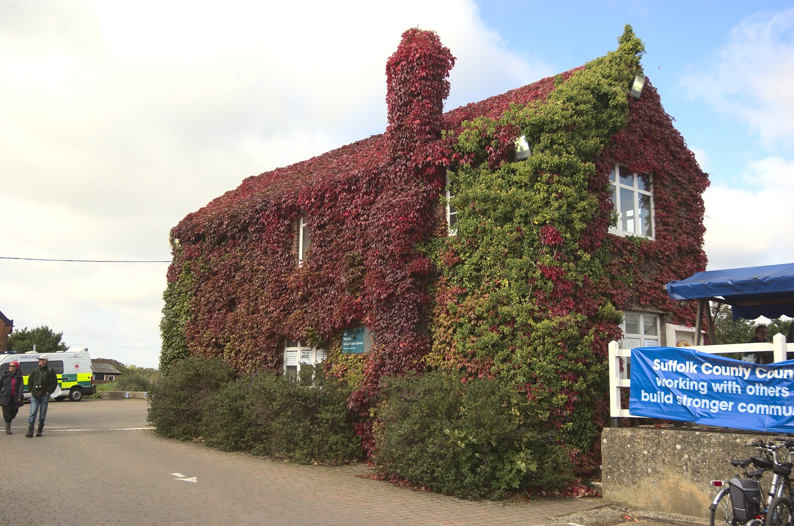 The Aldeburgh Food Festival, Snape Maltings, Suffolk - 25th September 2010: A house covered in red Virginia creeper