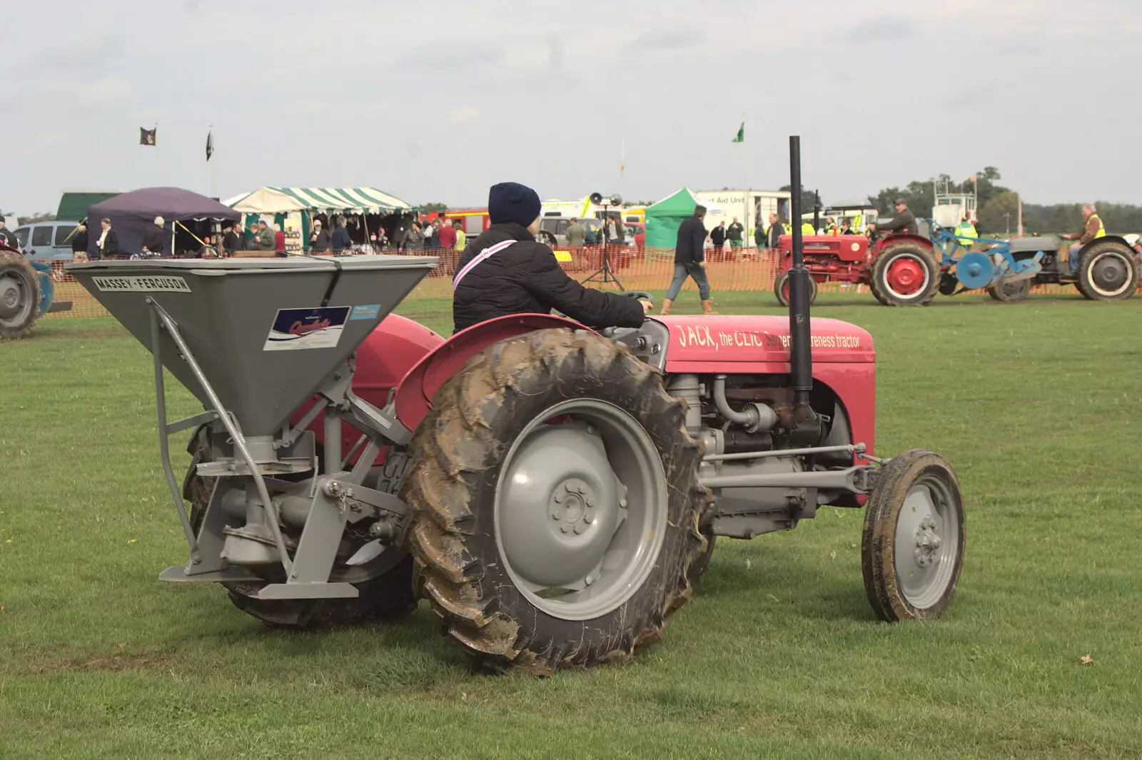 A tractor runs around, from A Bit of Ploughs to Propellors, Rougham Airfield, Suffolk - 3rd October 2010