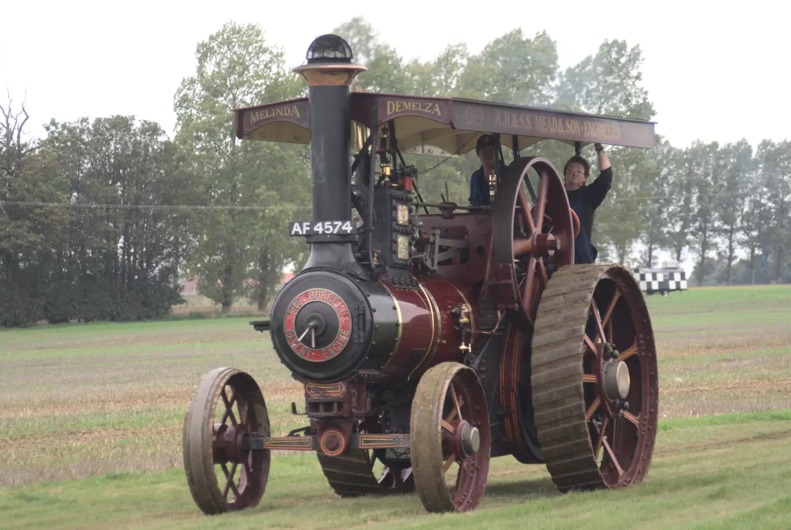 A Burrell traction engine rumbles past, from A Bit of Ploughs to Propellors, Rougham Airfield, Suffolk - 3rd October 2010