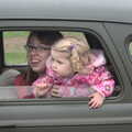 Ellie and Amelia in the back of the car, A Bit of Ploughs to Propellors, Rougham Airfield, Suffolk - 3rd October 2010