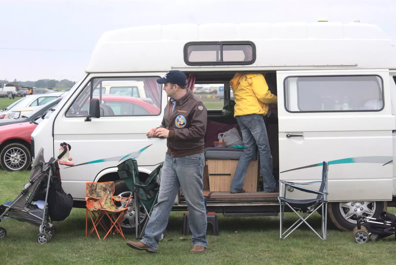 Clive and Suzanne in Nosher and Isobel's van, from A Bit of Ploughs to Propellors, Rougham Airfield, Suffolk - 3rd October 2010