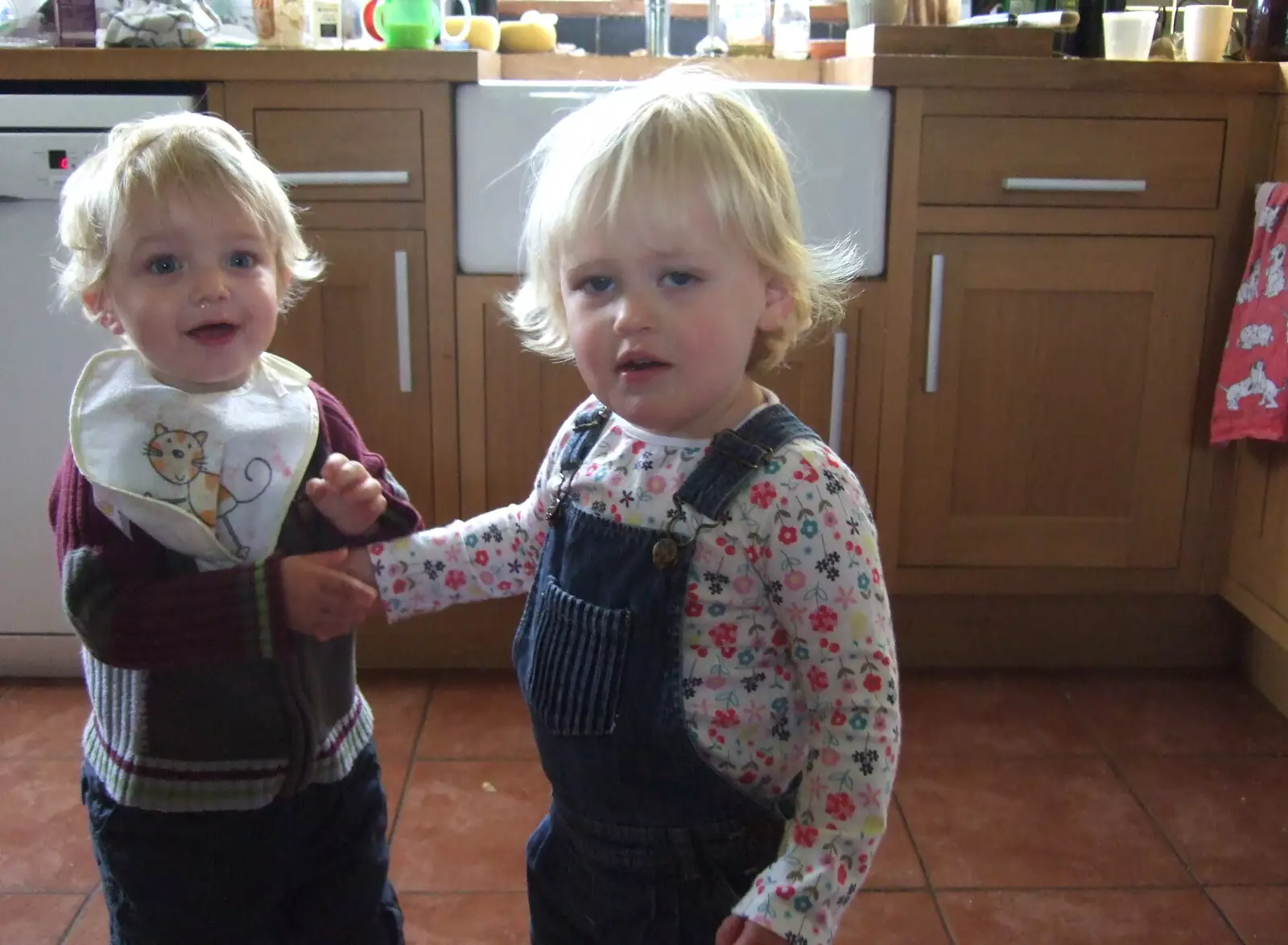 Fred and Elizabeth in the kitchen, from Helicopters on the A14, and a Walk at Thornham, Suffolk - 7th October 2010