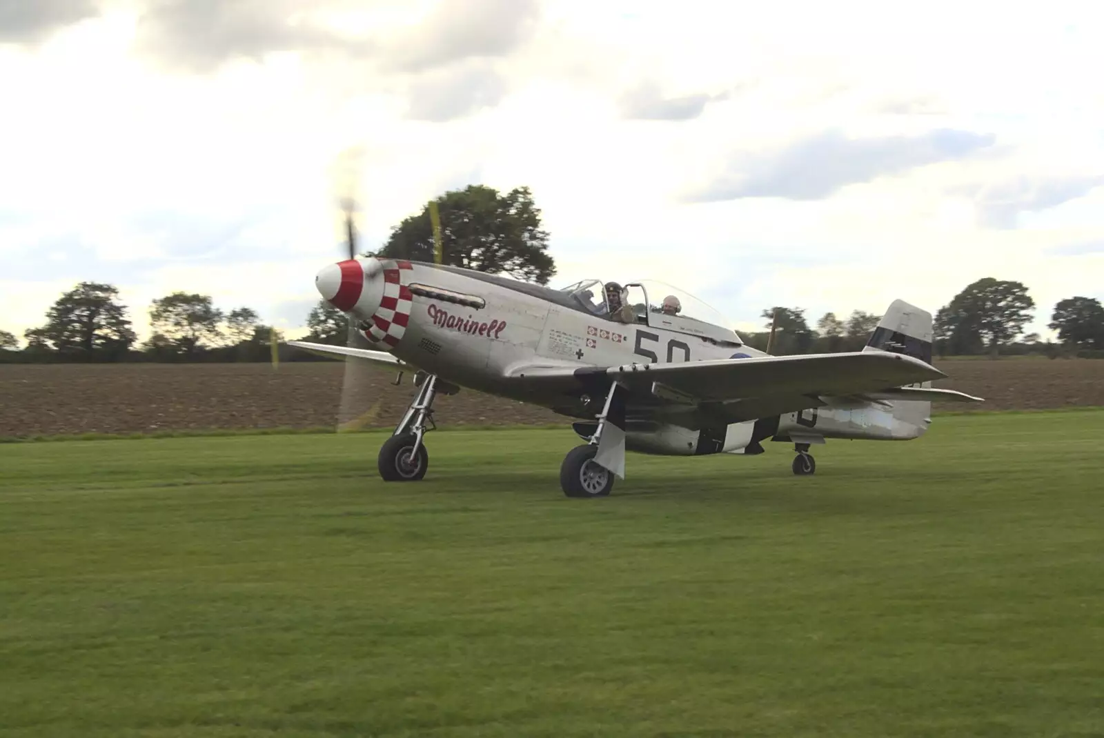 Marinell taxis up the runway, from Maurice Mustang's Open Day, Hardwick Airfield, Norfolk - 17th October 2010