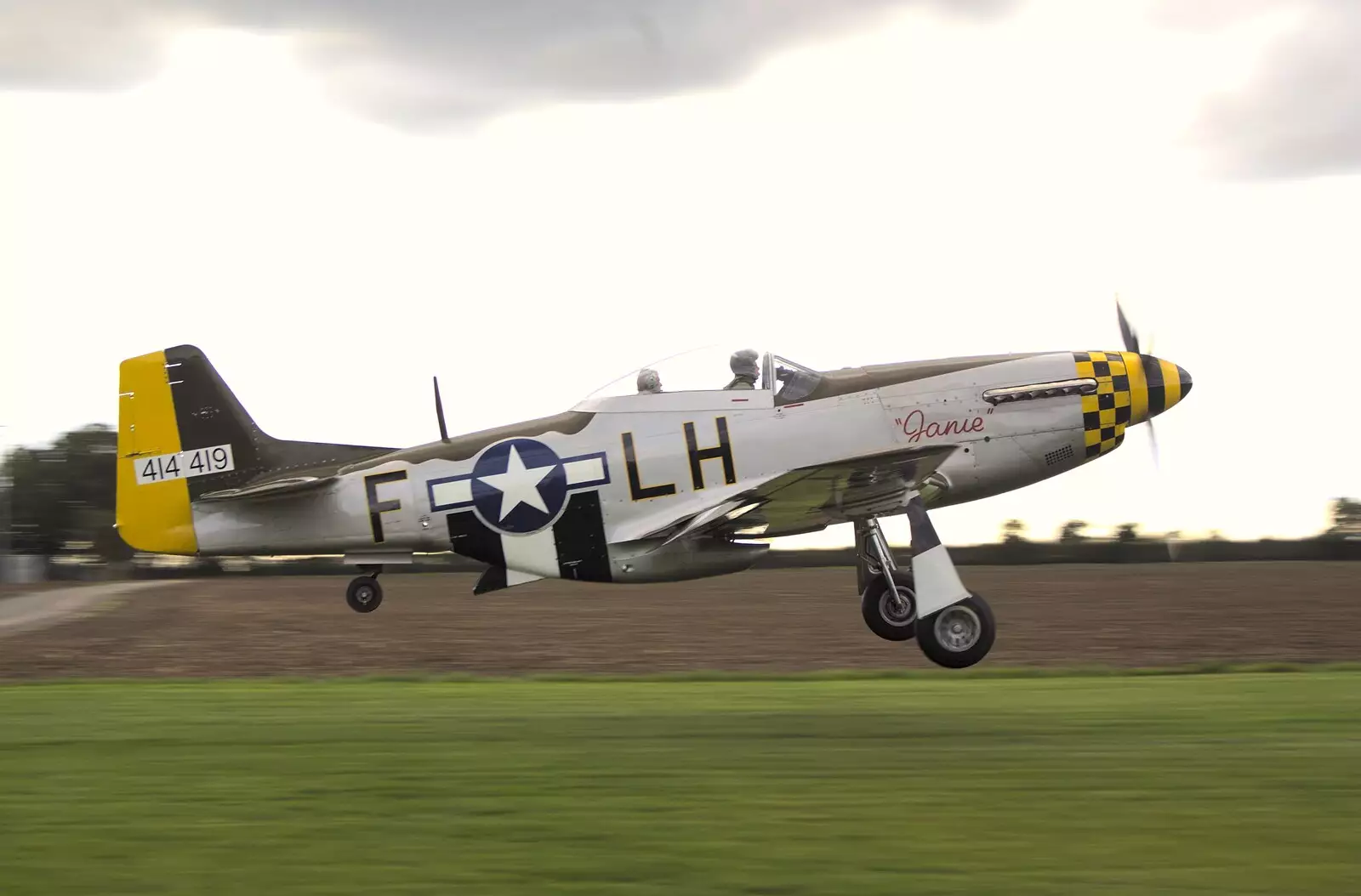 P-51D Mustang 'Janie' takes off on a sortie, from Maurice Mustang's Open Day, Hardwick Airfield, Norfolk - 17th October 2010