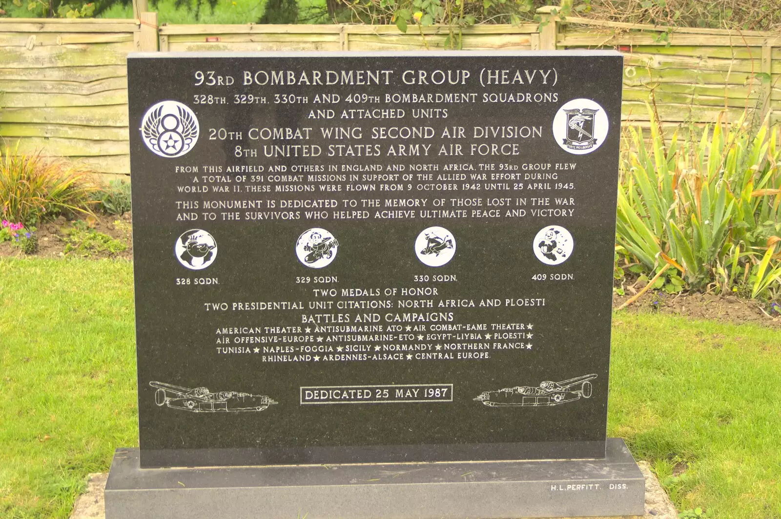 A monument to the 93rd Bomb Group, from Maurice Mustang's Open Day, Hardwick Airfield, Norfolk - 17th October 2010