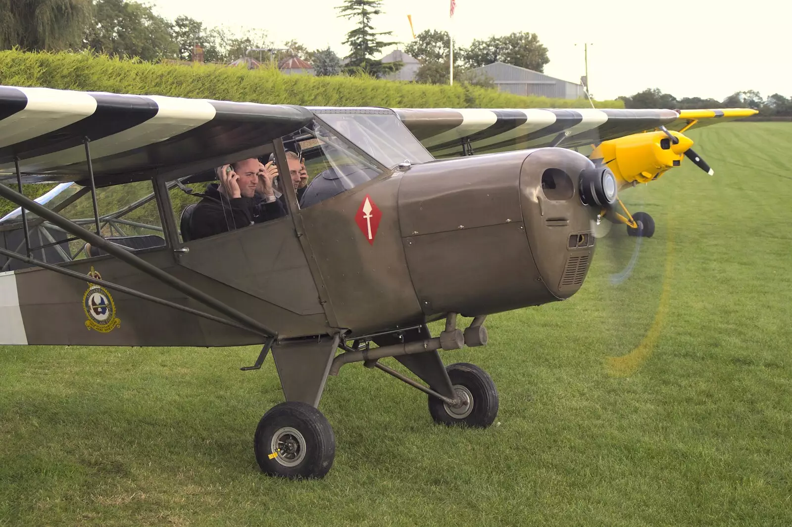 The Auster preps for takeoff, from Maurice Mustang's Open Day, Hardwick Airfield, Norfolk - 17th October 2010